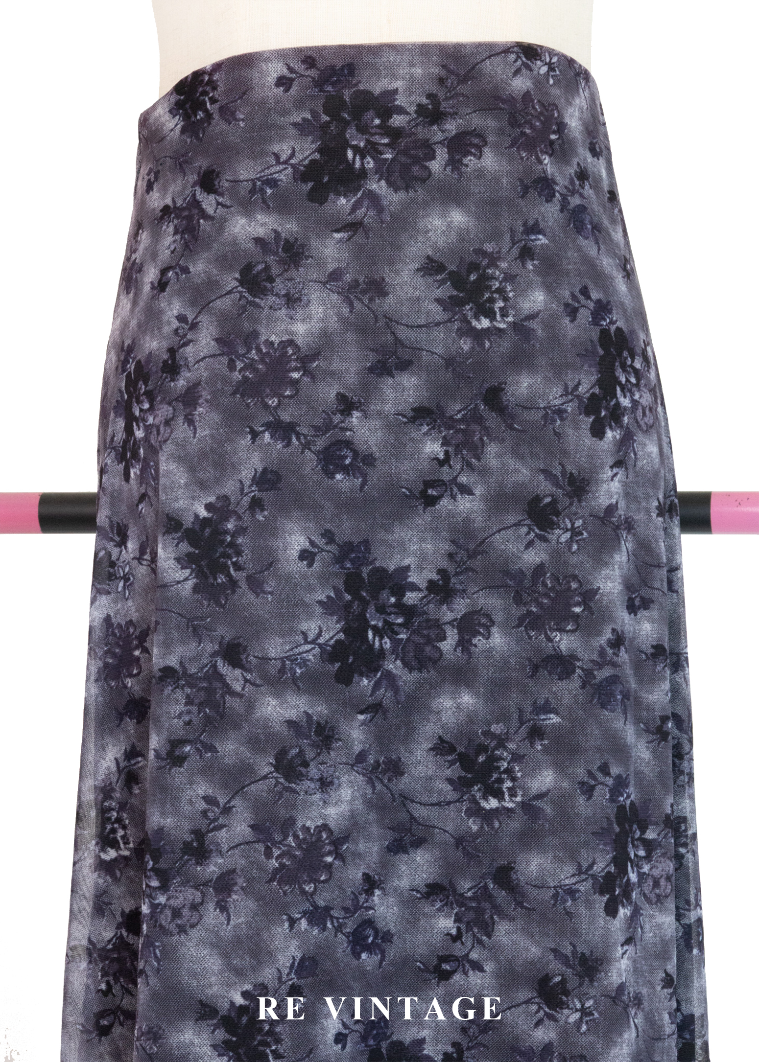 霧藍花朵網紗長裙(25-30")3