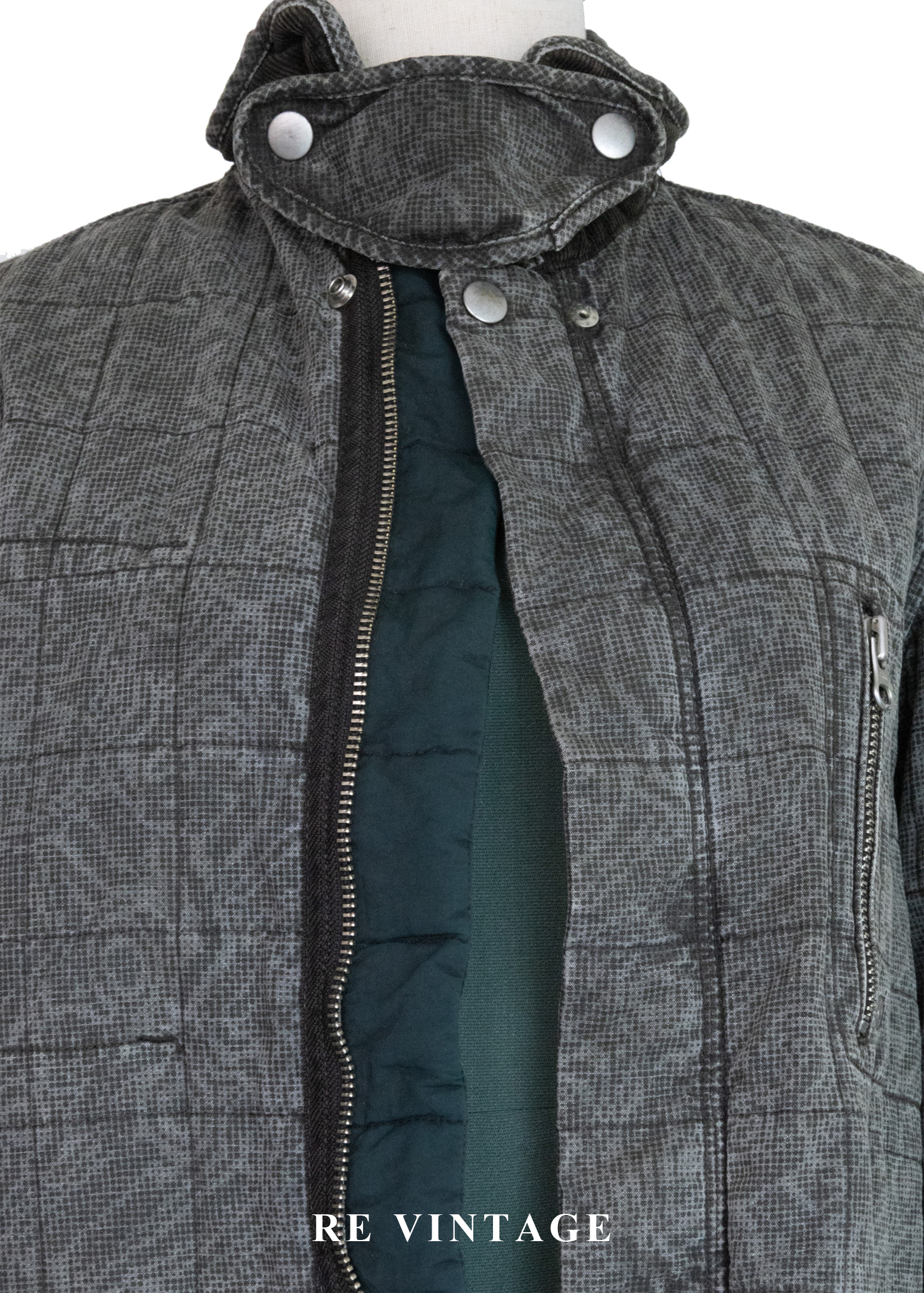 重磅水洗迷幻格紋硬挺夾克3