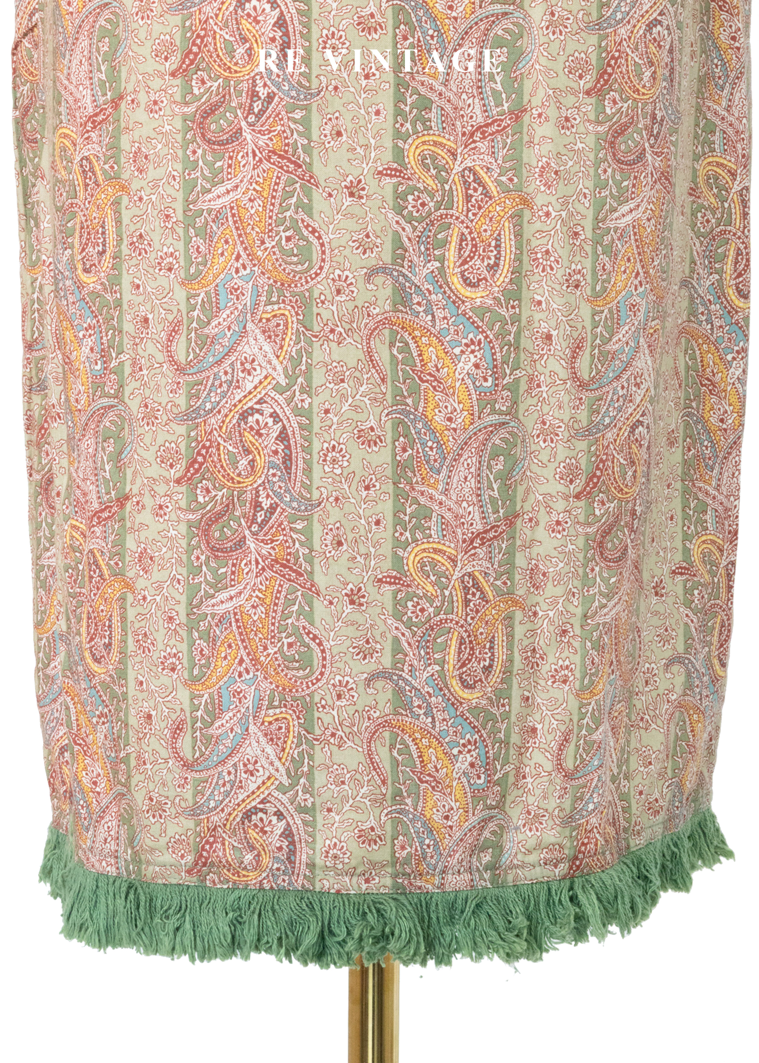 東方花紋草綠流蘇及膝裙(24.5)9