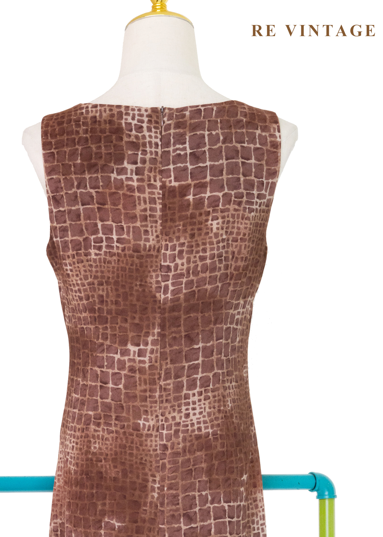 荒野豆沙棕色石牆紋理長洋裝13