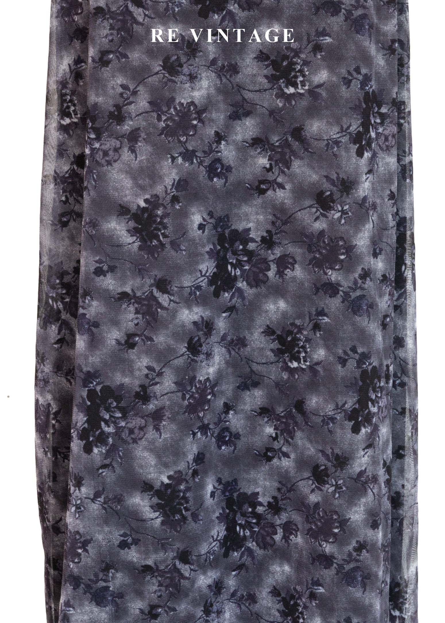 霧藍花朵網紗長裙(25-30")4