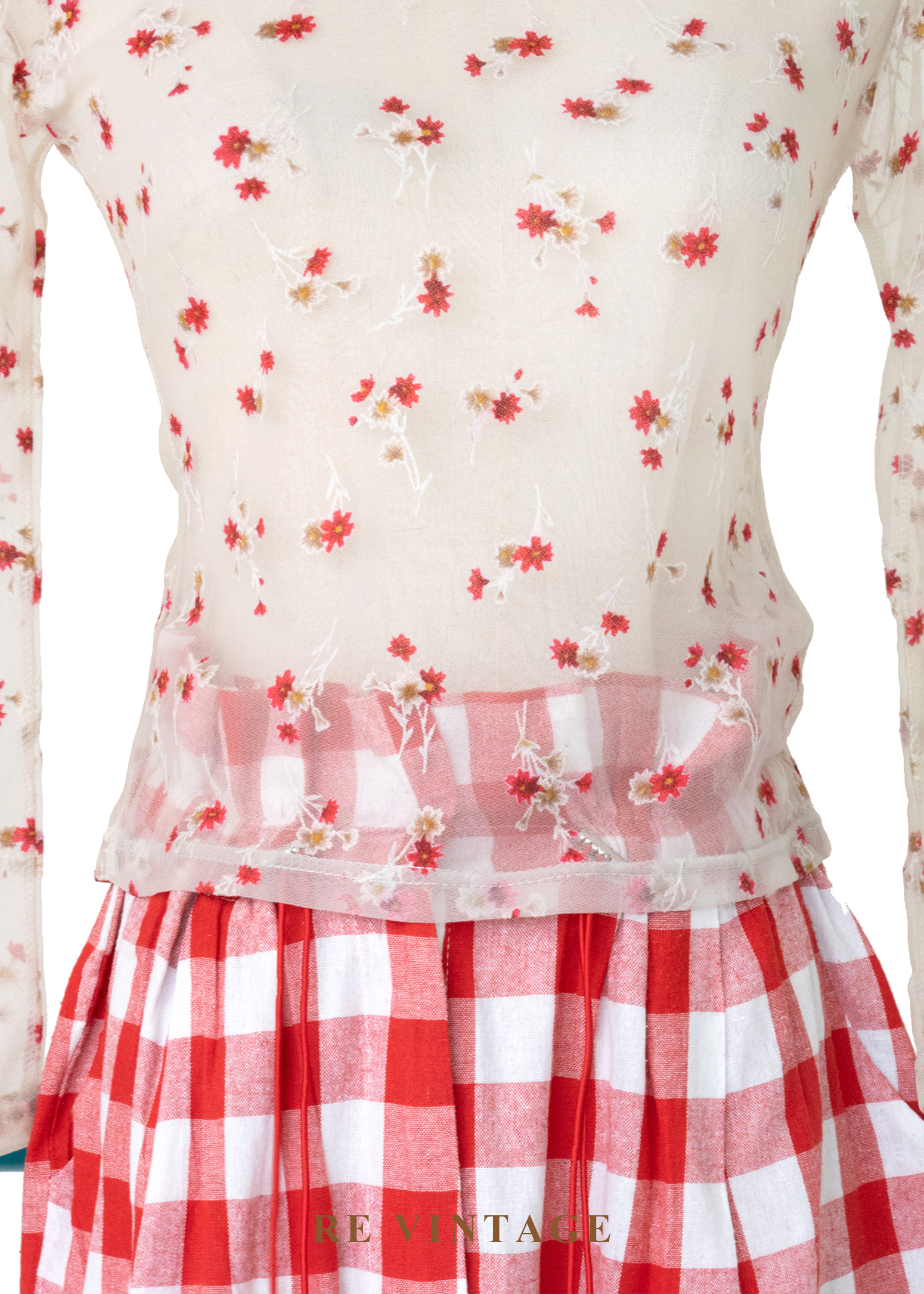 草莓汽水花香味網紗上衣4