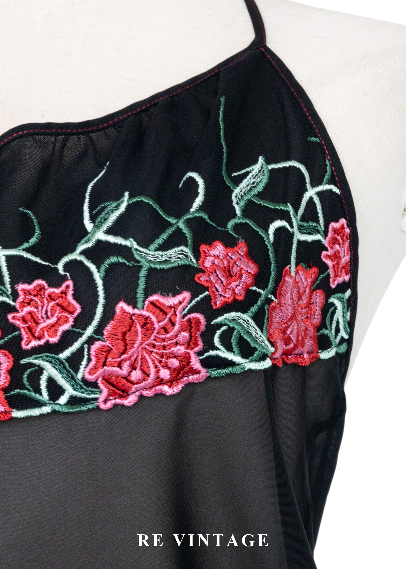 紅花黑紗東方韻味繞頸背心6