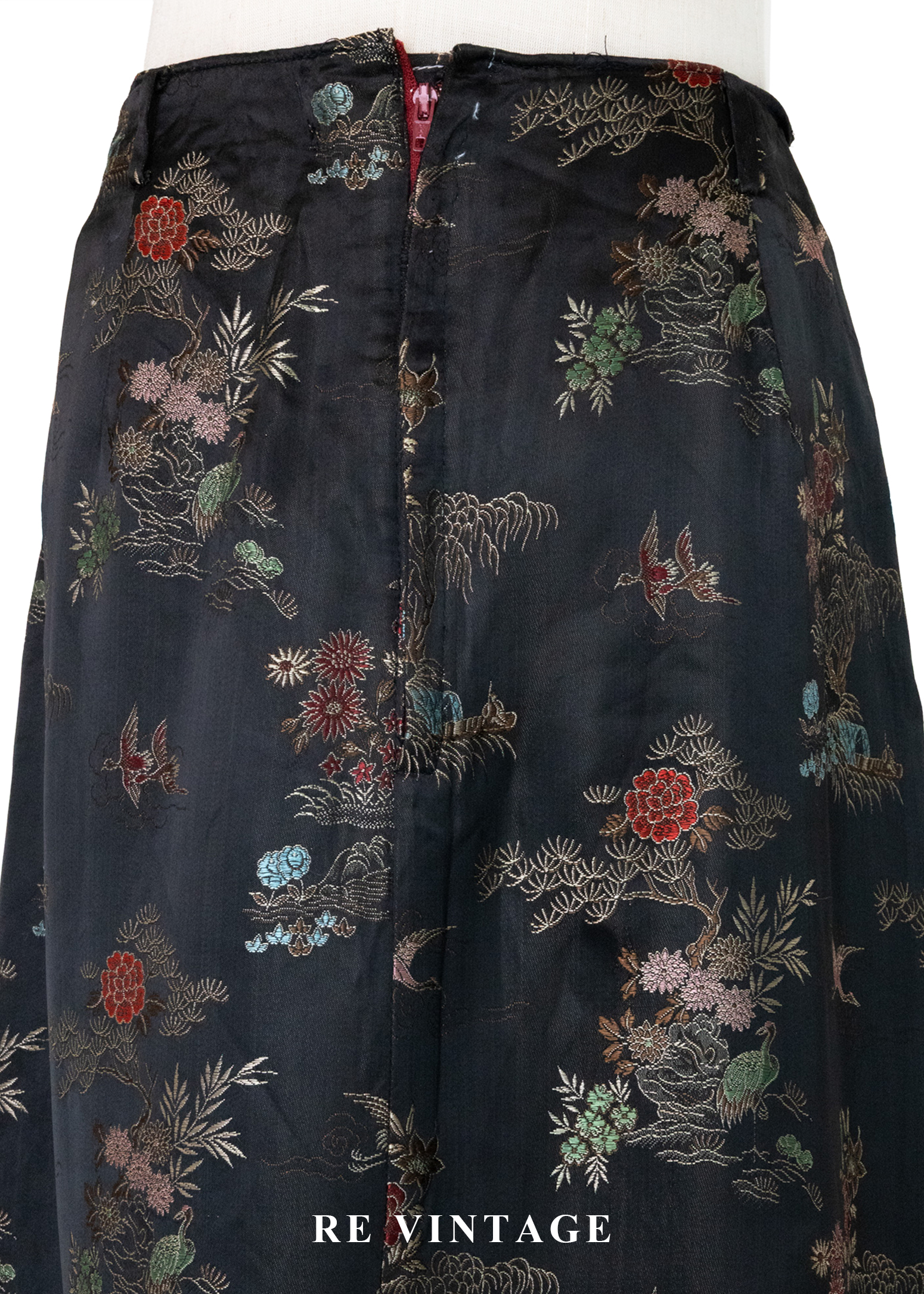 古典松鶴花卉緹花光澤長裙(28")11