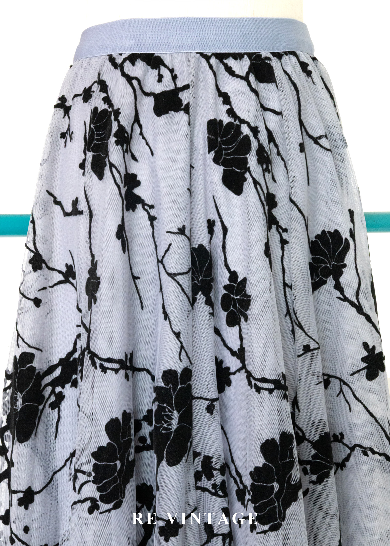 黑灰枝葉紋理紗質蓬裙(25-35")8
