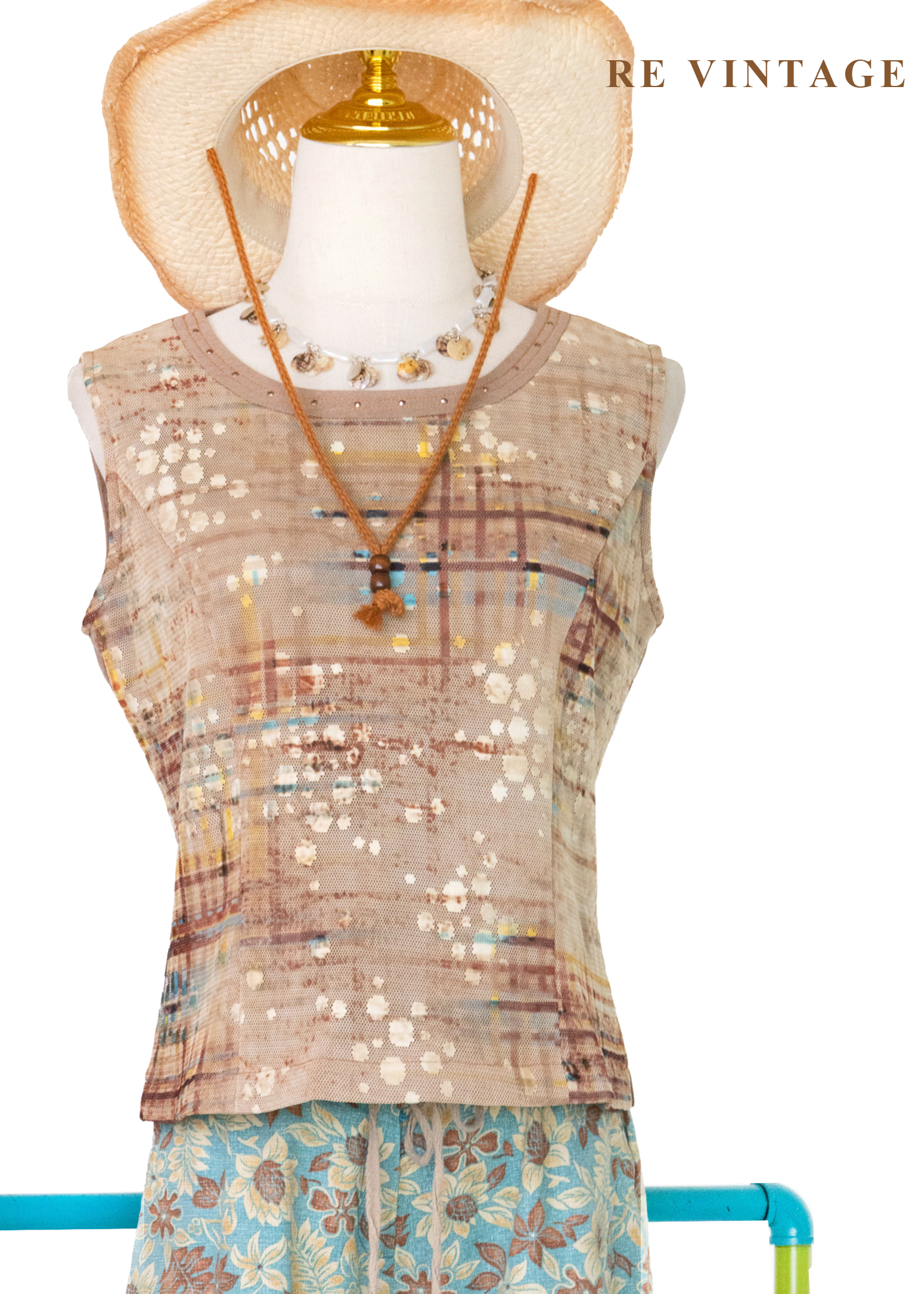 彩漆霧光格紋背心