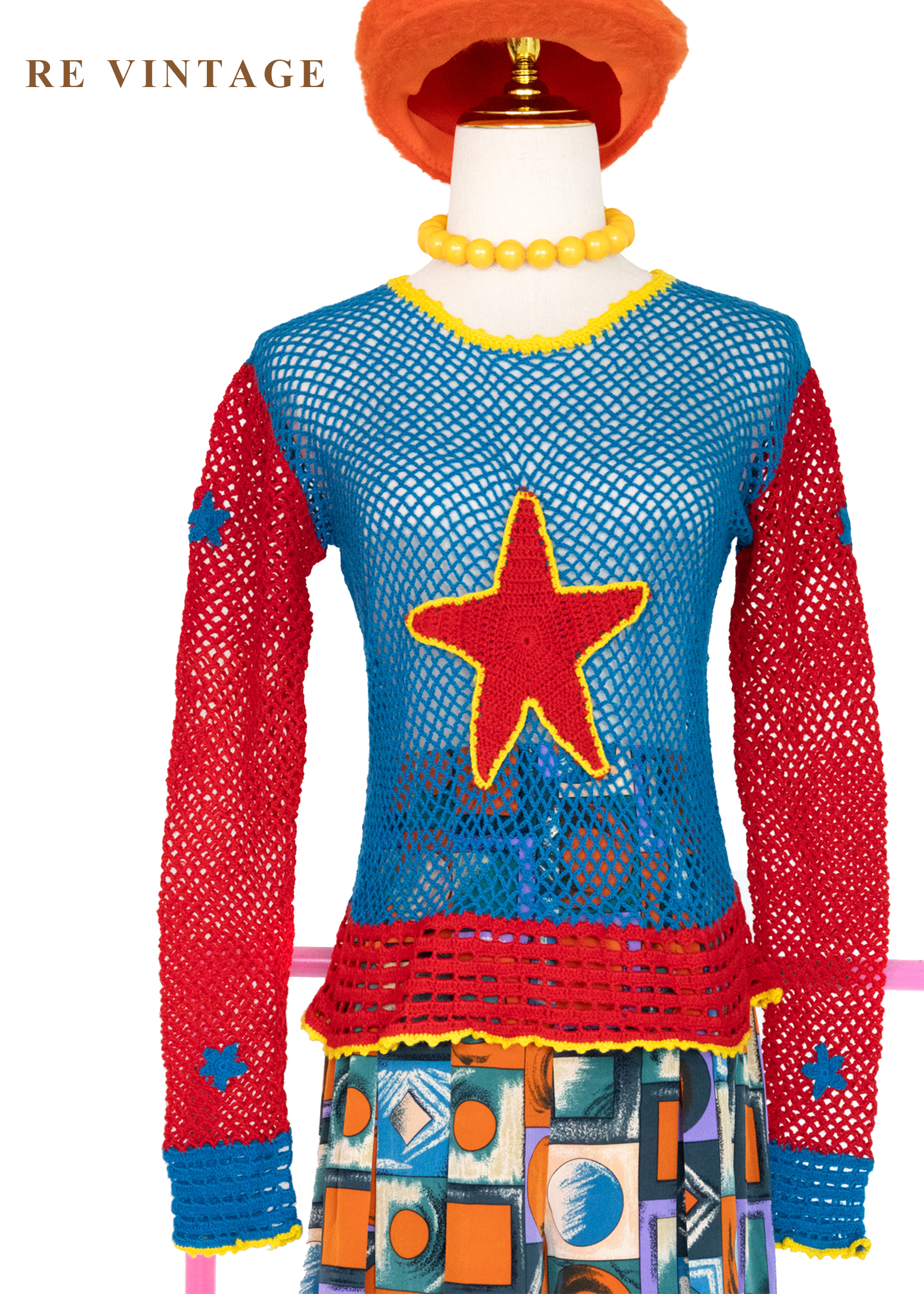 塗鴉星星毛線網狀上衣