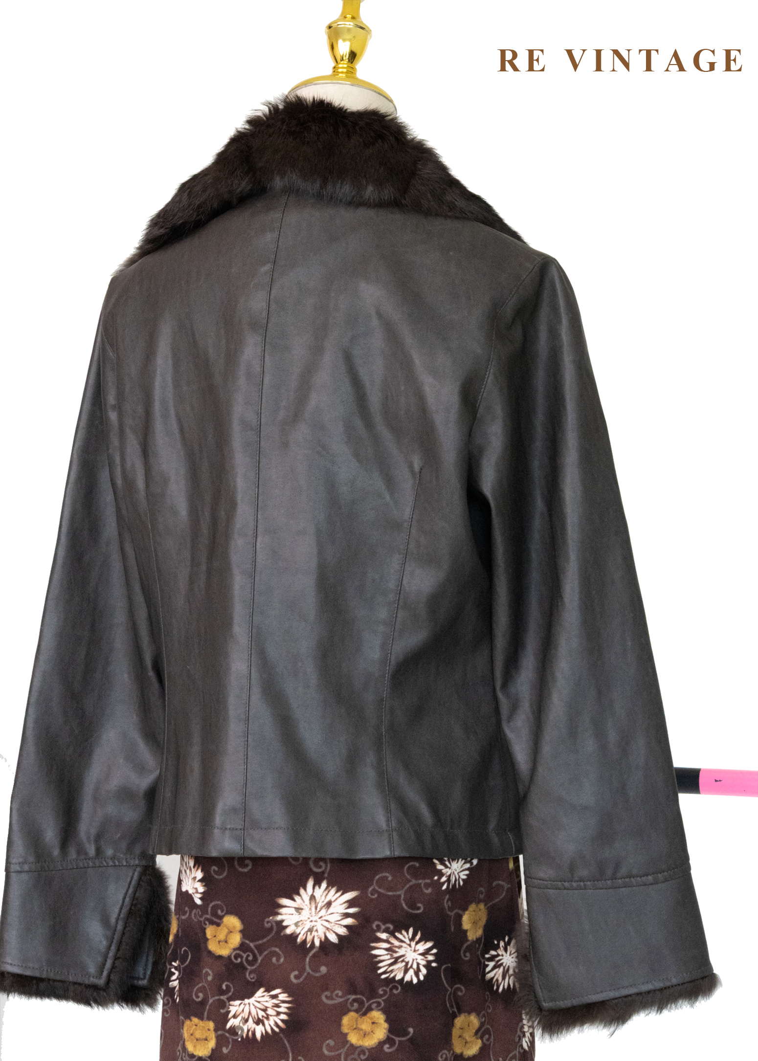 好萊塢名媛黑棕斑紋皮革外套11