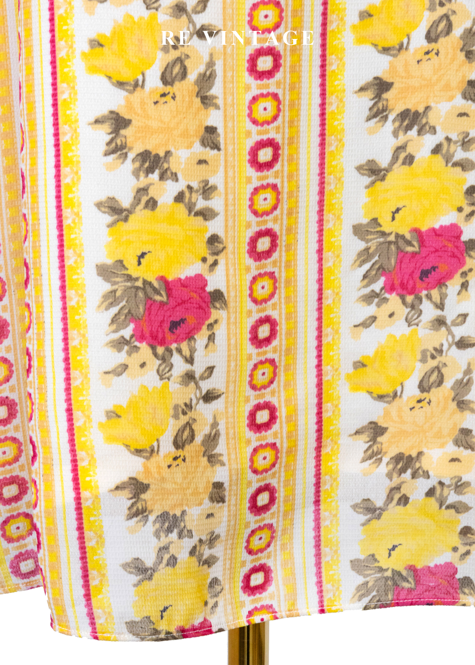 奶油檸檬黃線條粉紅玫瑰迷你洋裝6