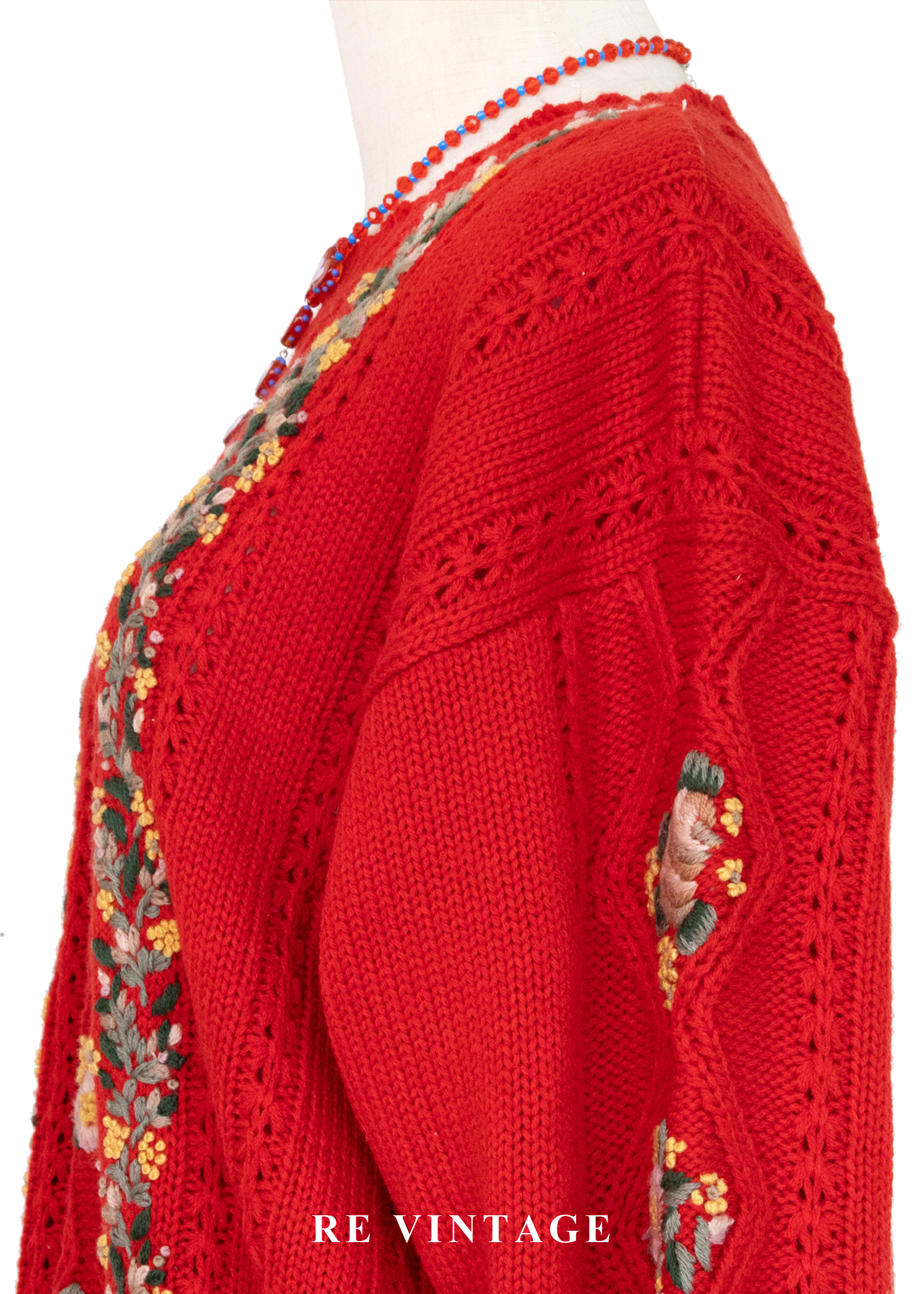 冬日花語 - 暖紅花卉針織毛衣9