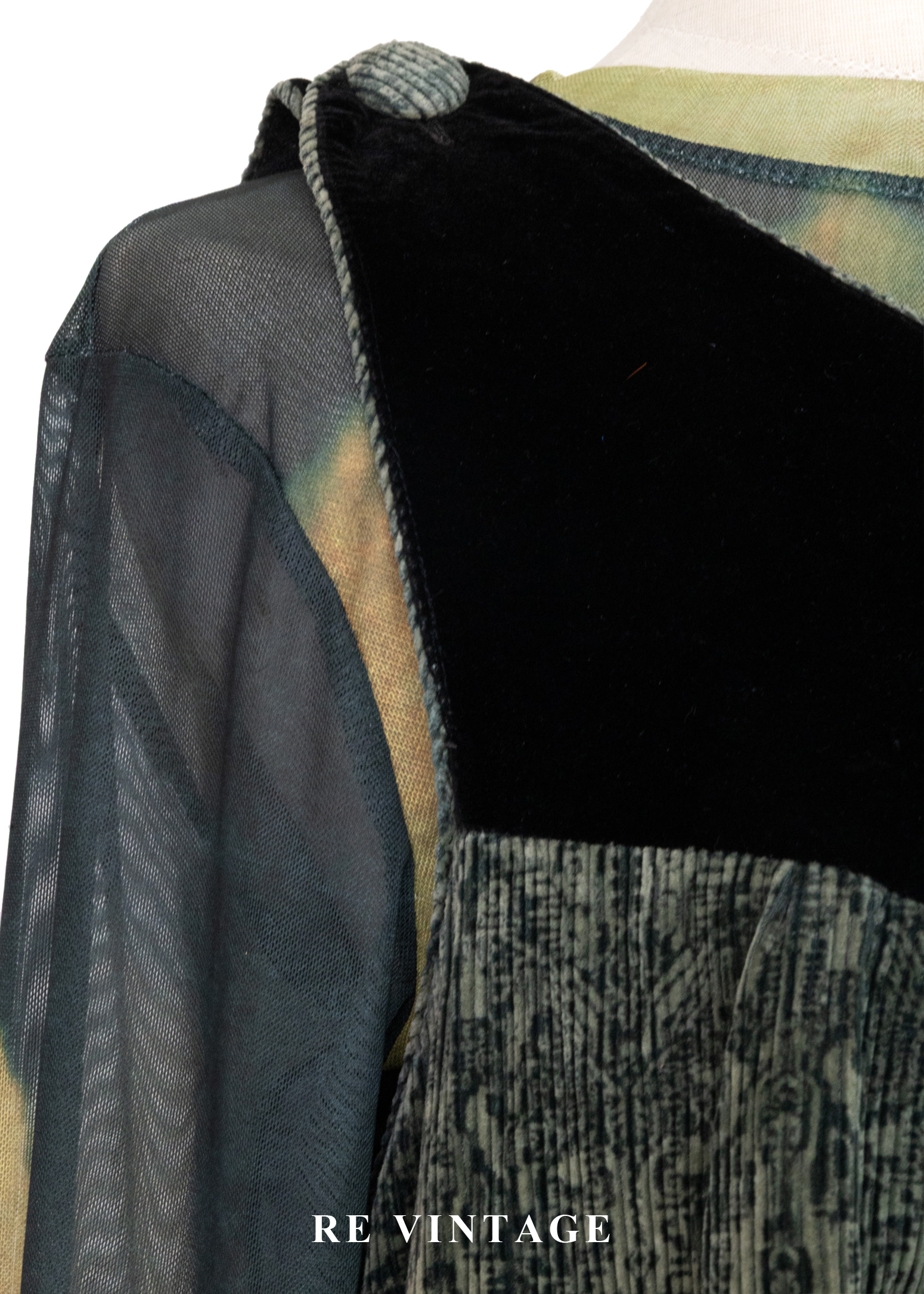 苔影紋路燈芯絨洋裝6