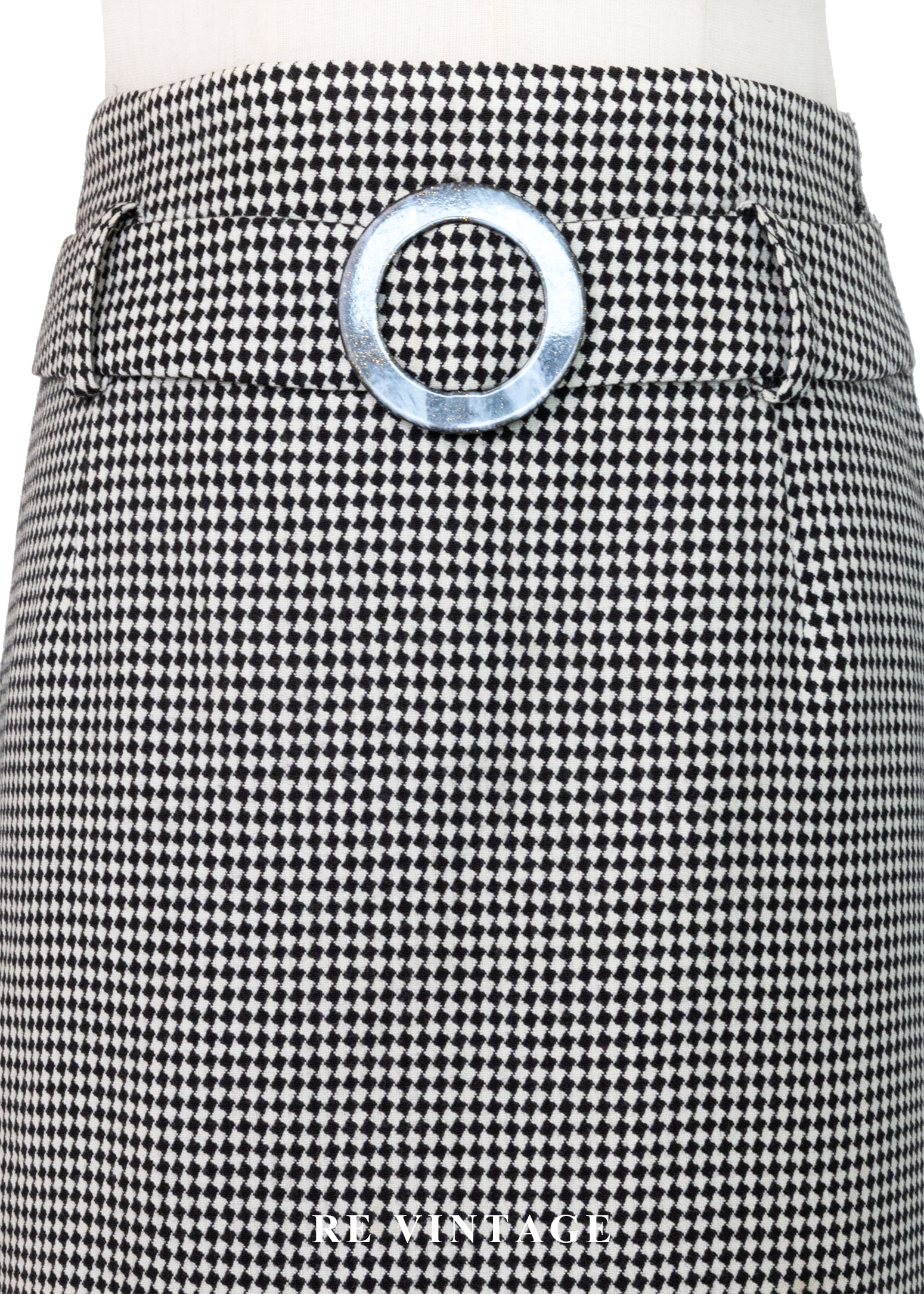 質感單品 - 經典黑白千鳥格短裙(26")3