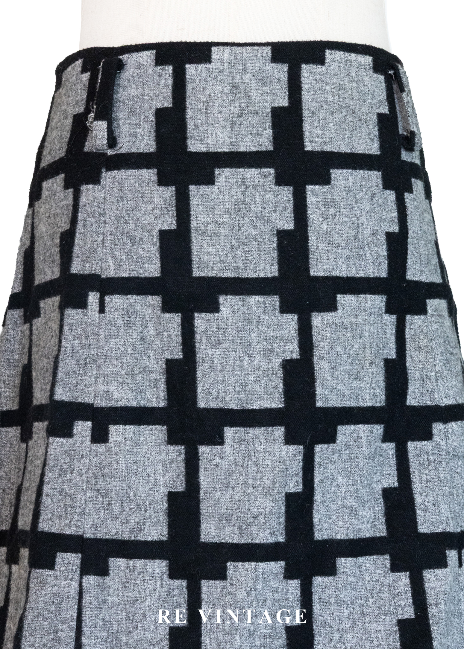 錯視階梯格紋毛呢短裙(28")3