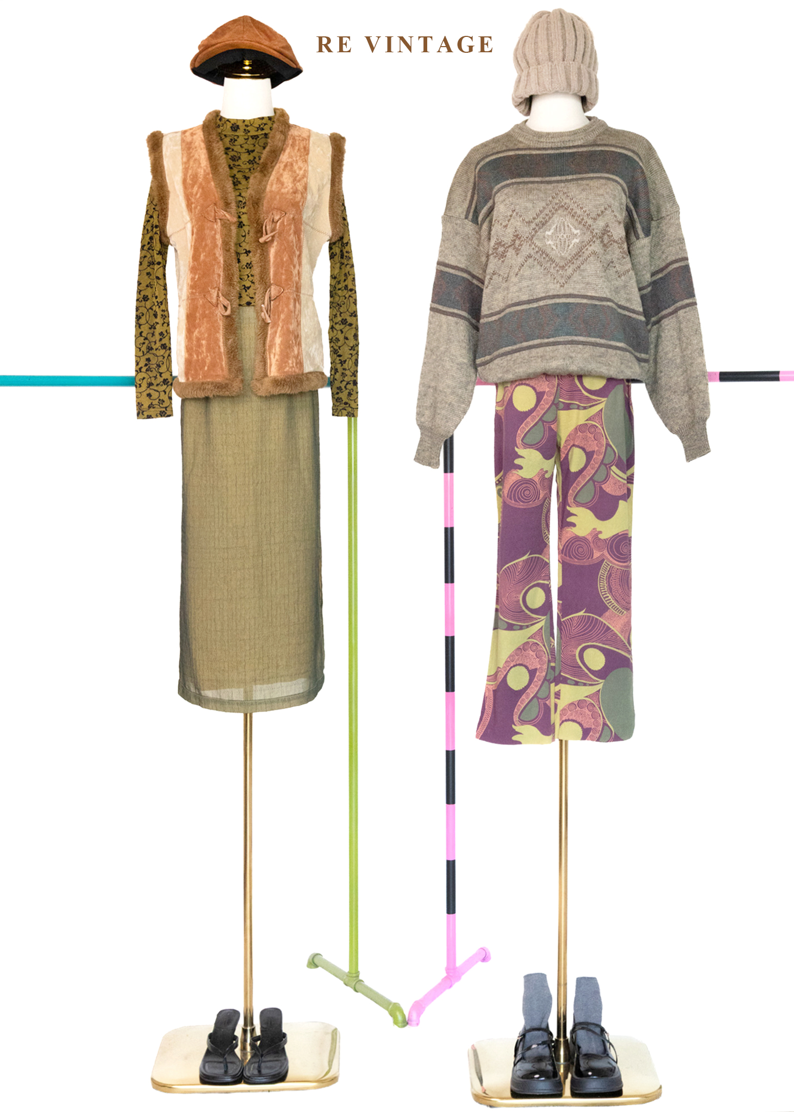 Caramel Field 焦糖色毛絨交錯背心2