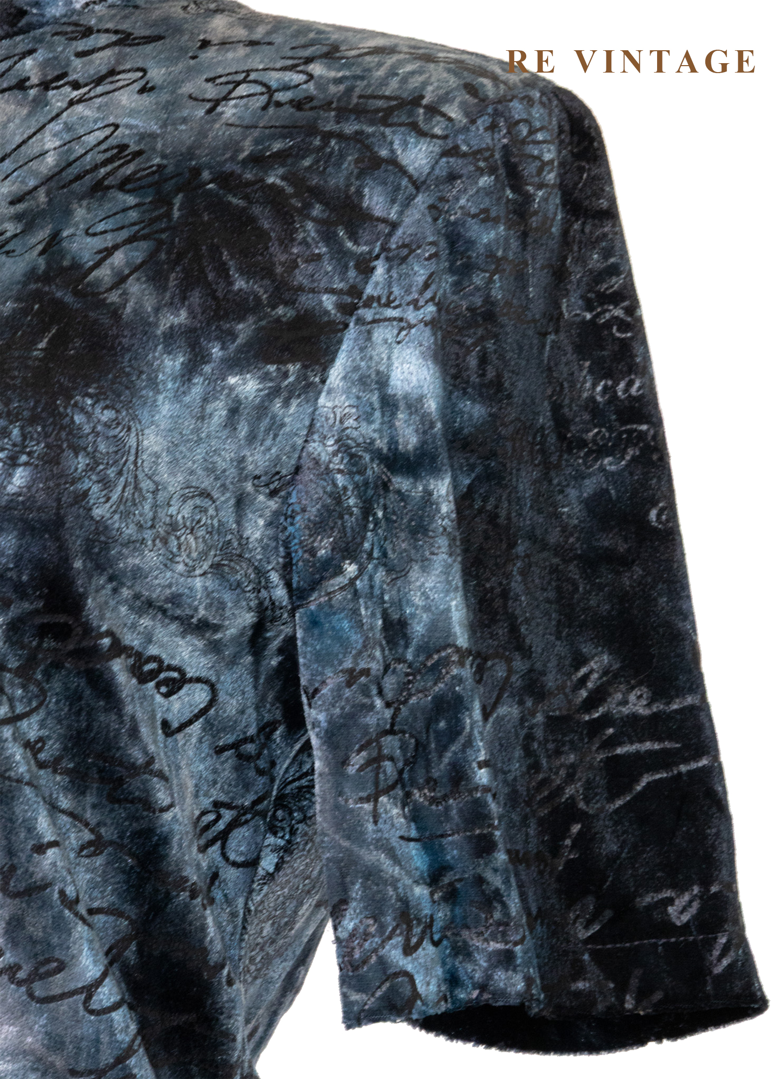 冷光藍灰調舊信紙絨布上衣5