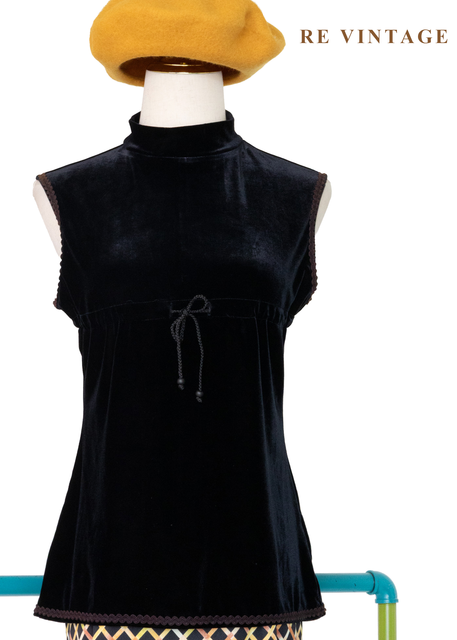 質感單品 - 優雅絨布抽繩緞帶背心