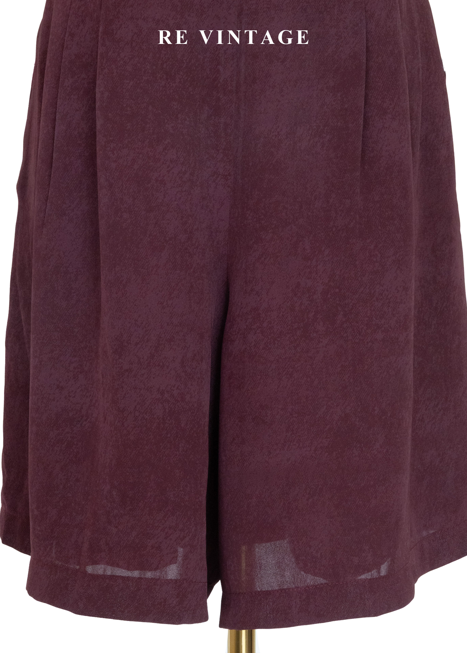 酒紅斑駁紋路高腰寬版五分褲(29")4