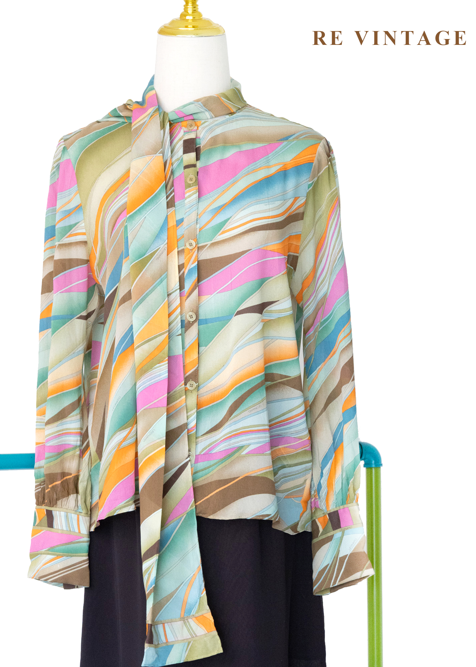 日本製 - 迷幻調色盤流動絲巾襯衫6