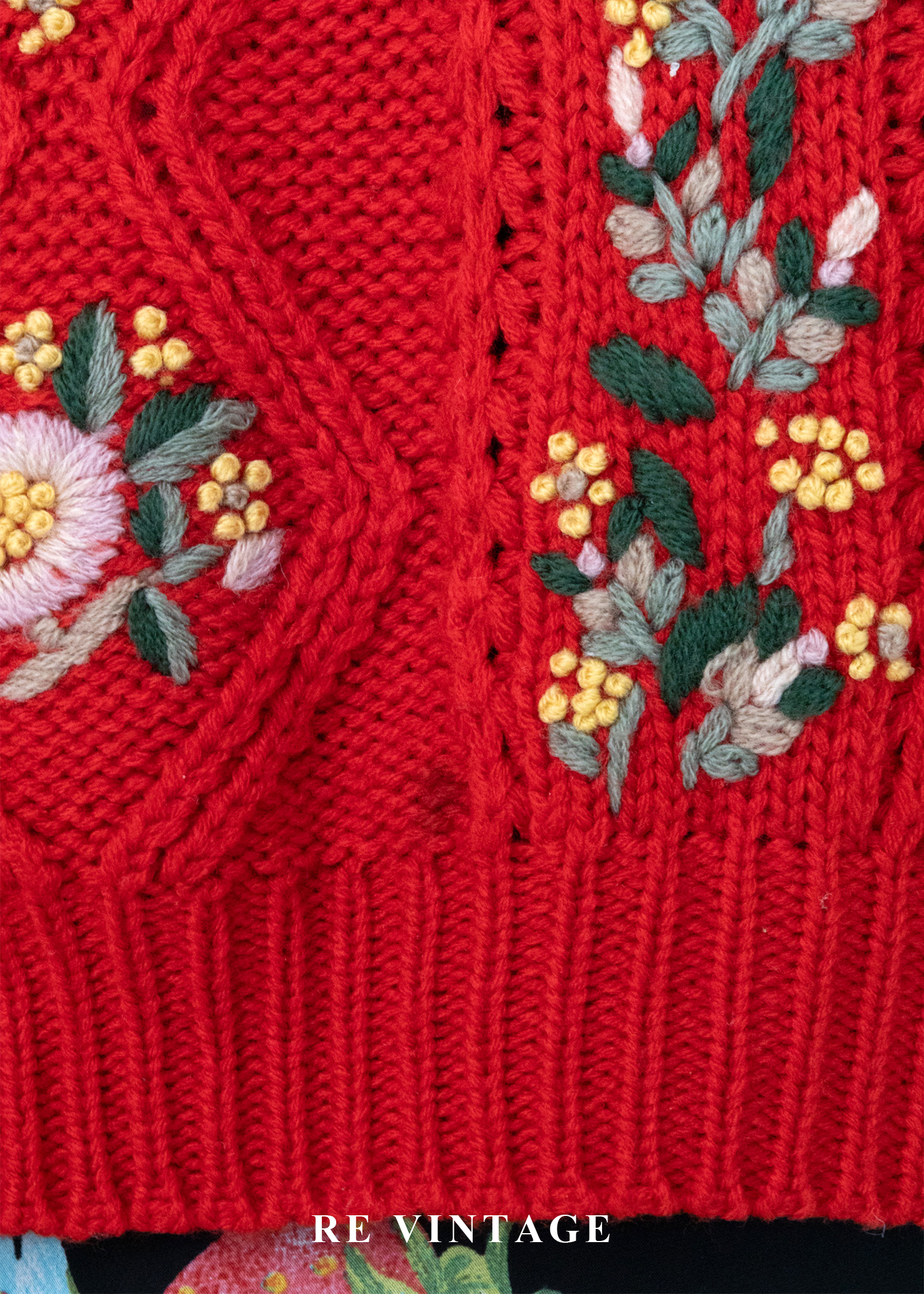 冬日花語 - 暖紅花卉針織毛衣8