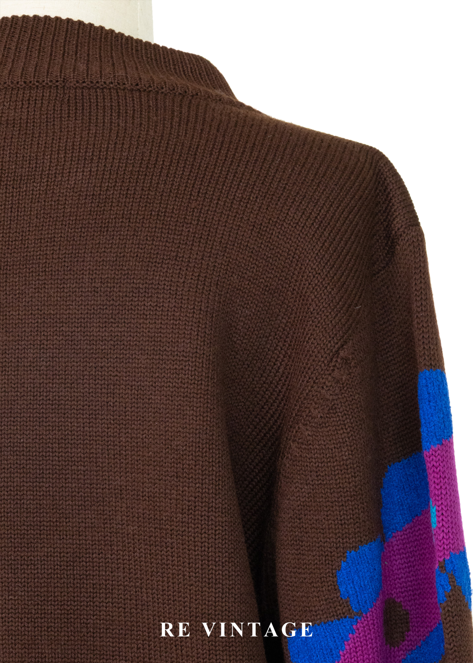 摩登普普抽象圖騰牛奶棕針織毛衣13