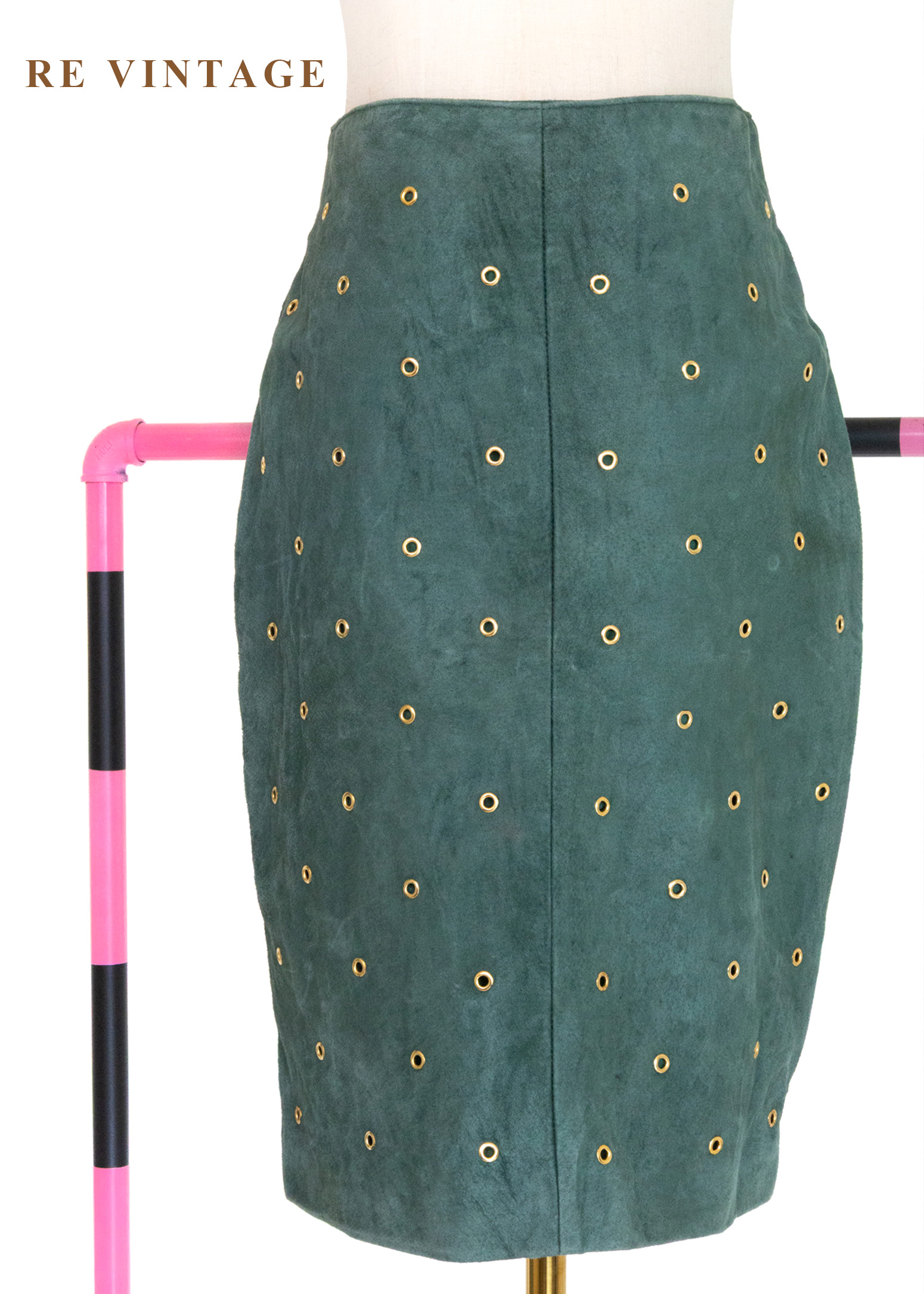 森林微光麂皮高腰美裙(28")