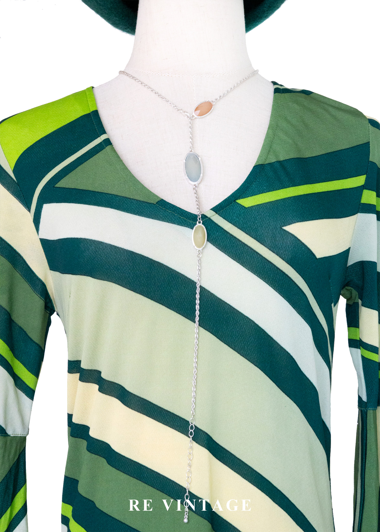 摩登綠層層疊疊幾何線條洋裝5