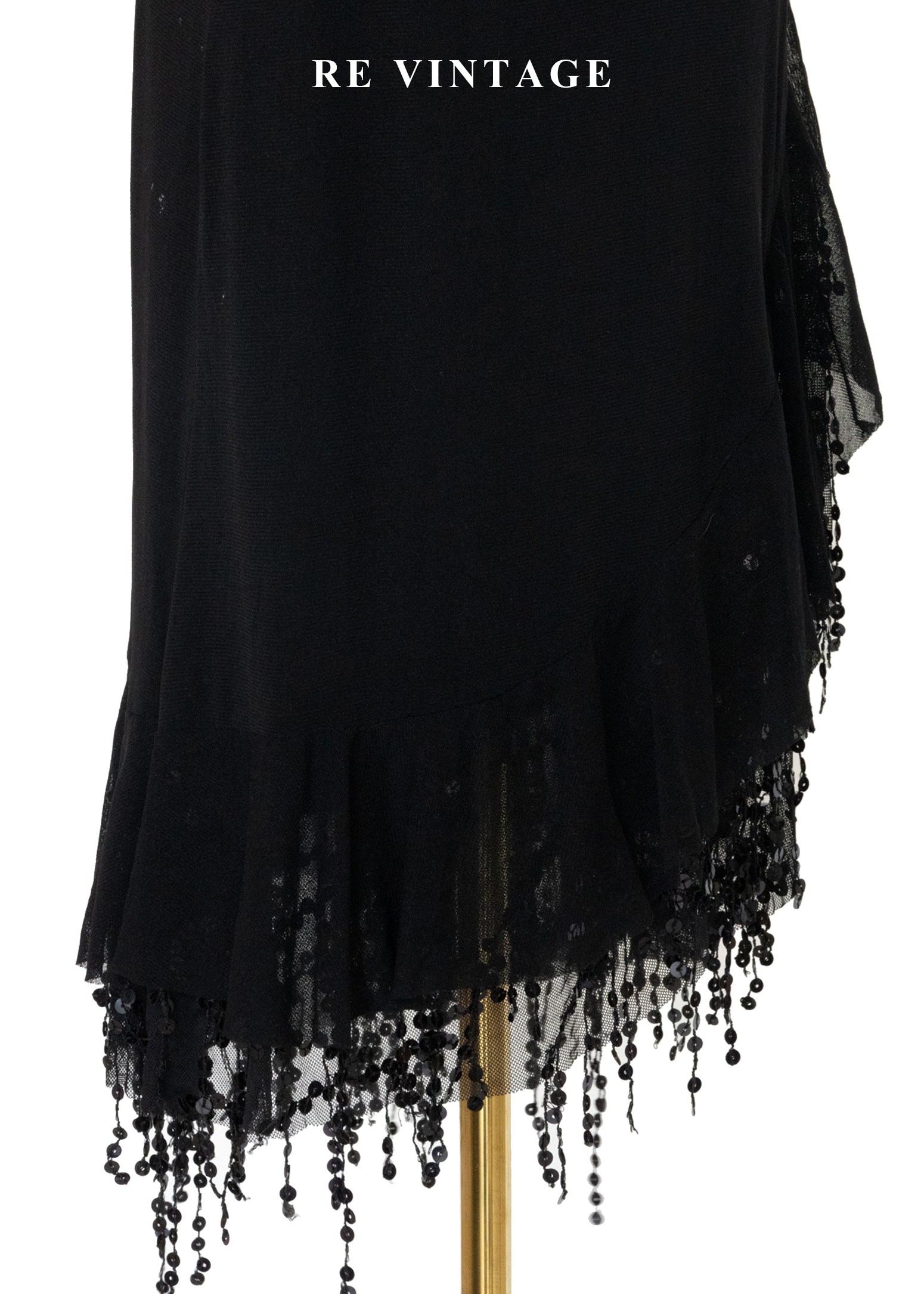 亮片流蘇不規則黑魔女長裙(26-29")11