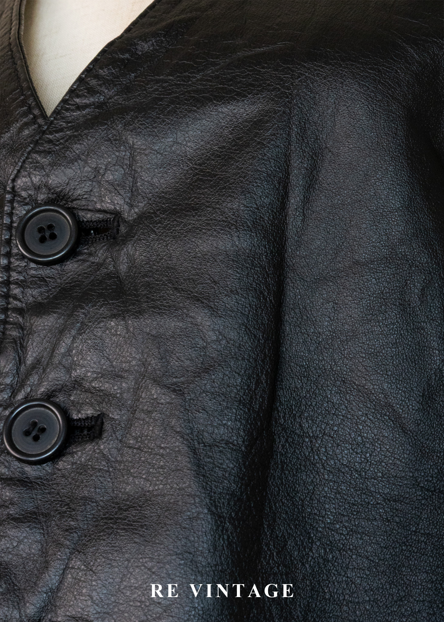 韓國製 - 牛皮黑皮革簡約背心11