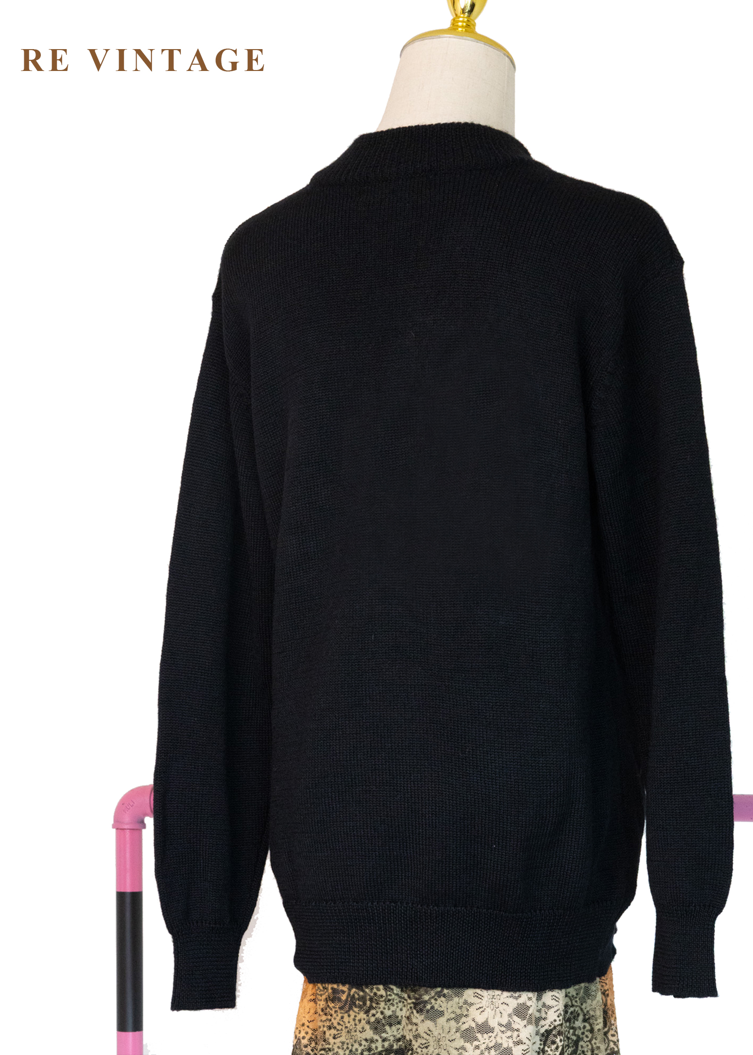 法式溫柔花束黑色針織毛衣9