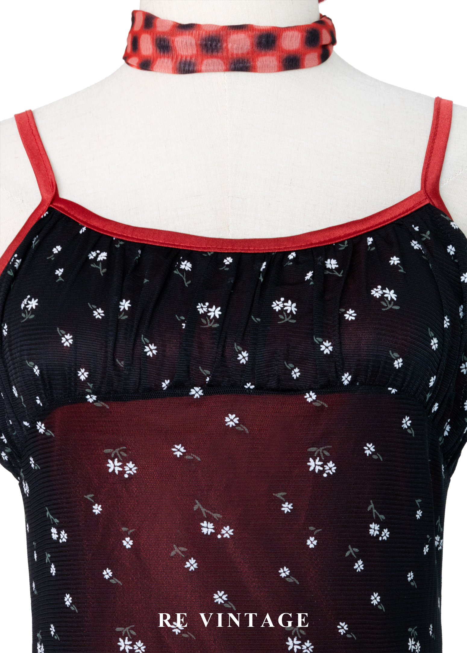 韓國製 - 紅光小花星空細肩帶洋裝6