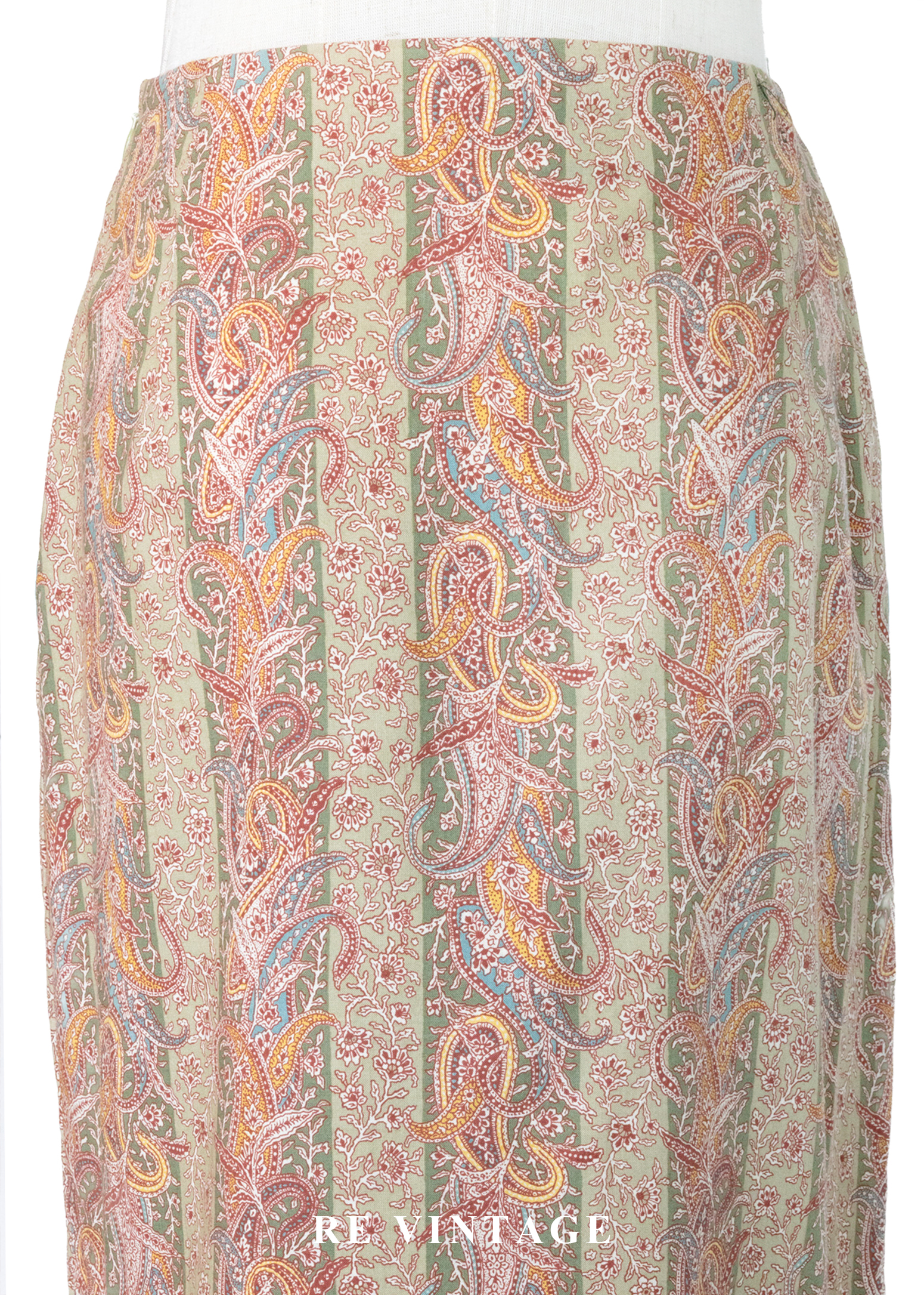 東方花紋草綠流蘇及膝裙(24.5)3