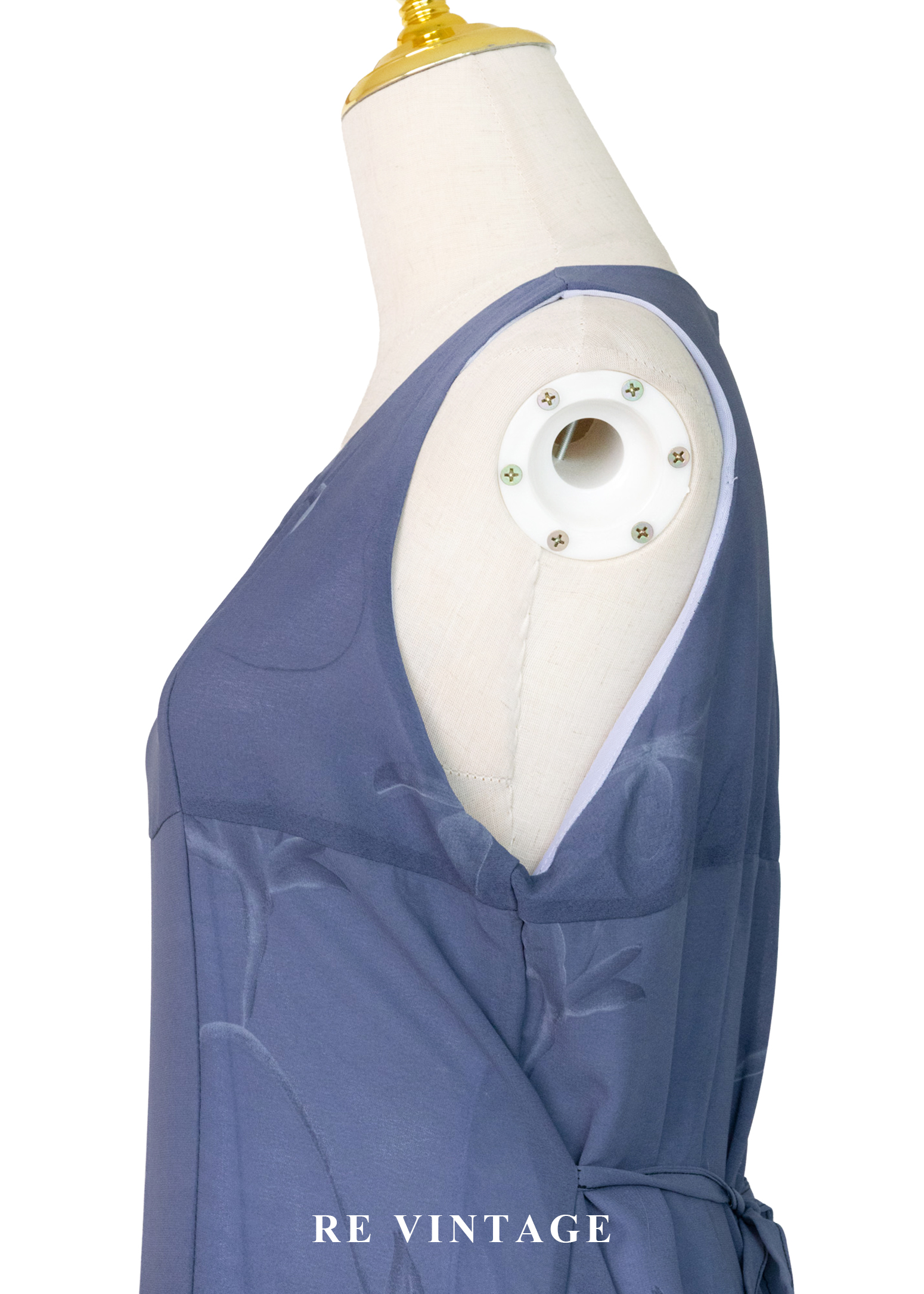 霧中灰藍湖面的花朵們長洋裝10