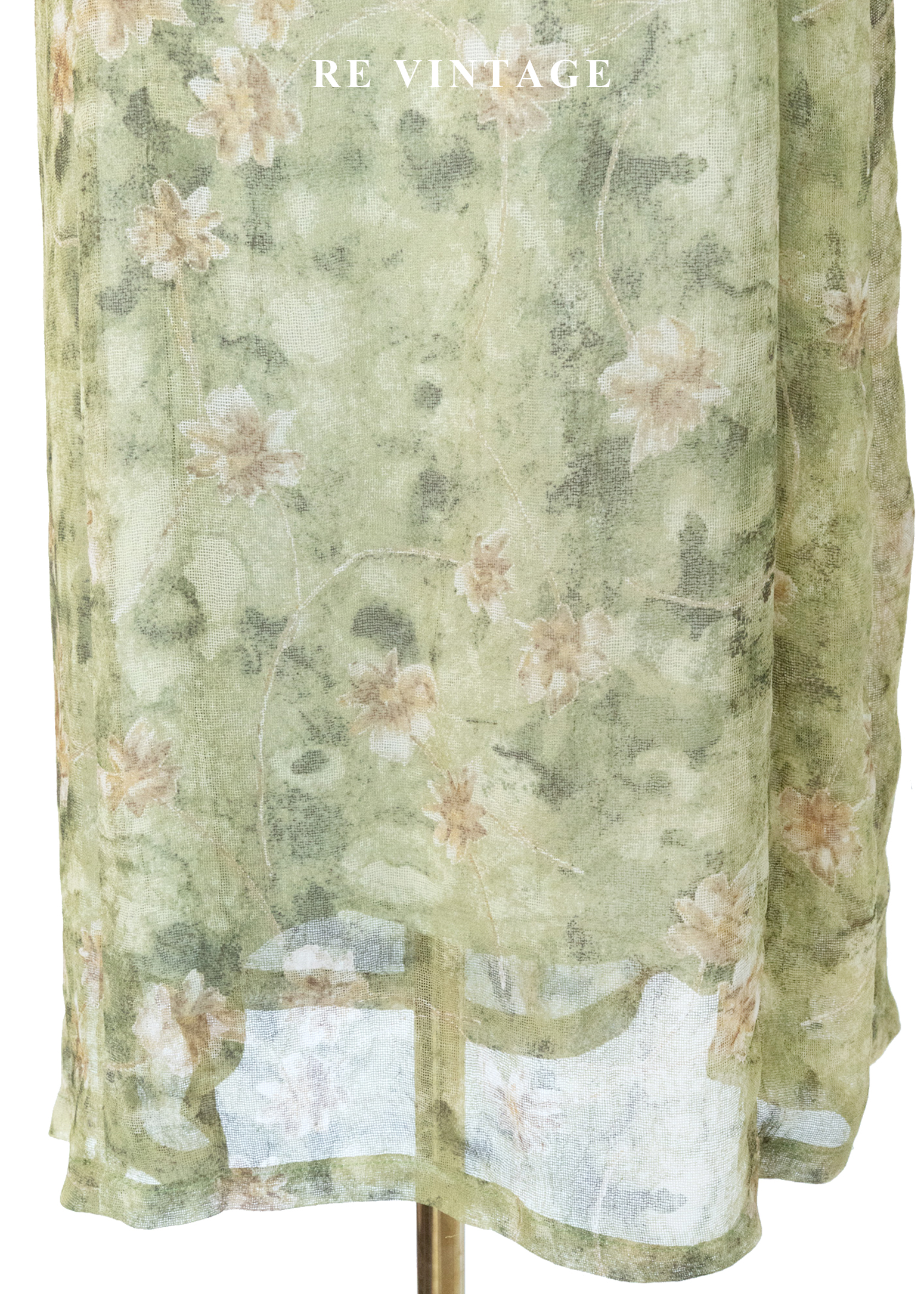 翠谷幽蘭渲染綠碎花長洋裝8