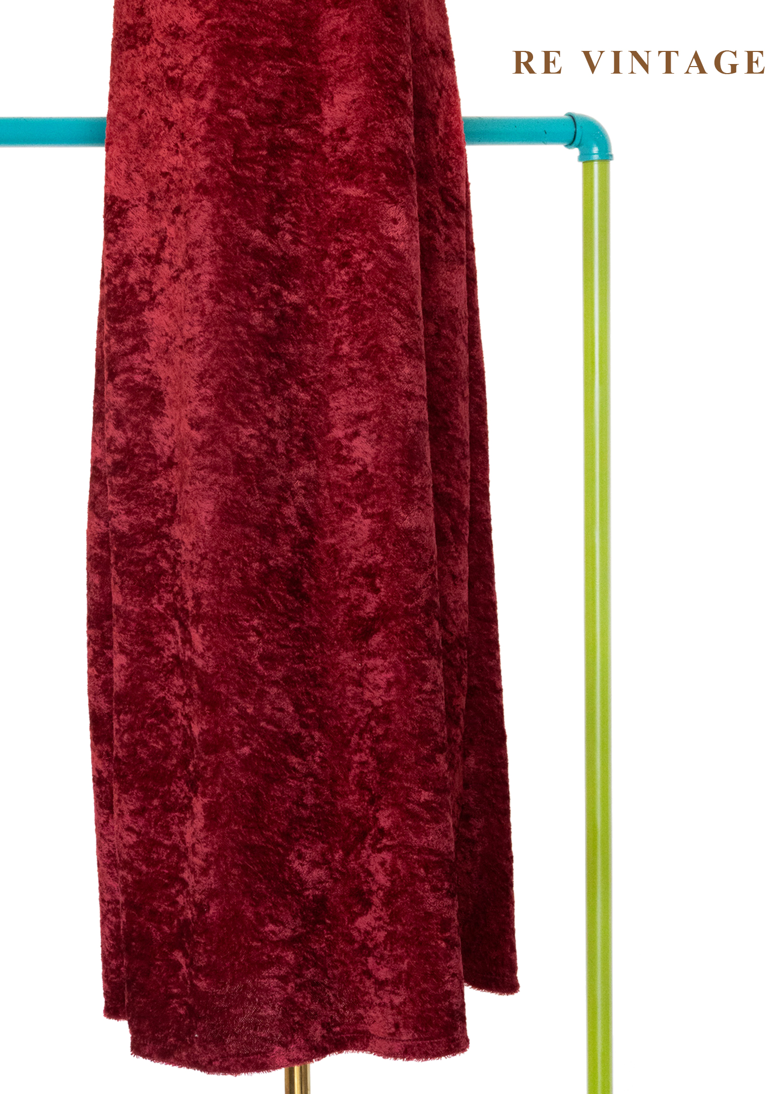 紅酒短絨火辣光澤長洋裝4