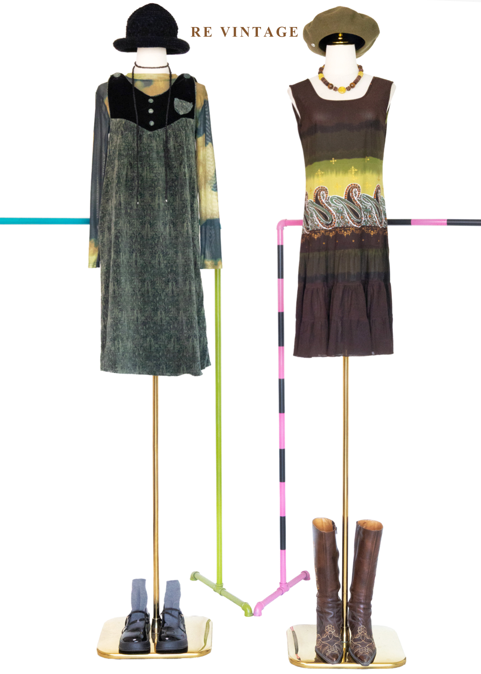 苔影紋路燈芯絨洋裝2