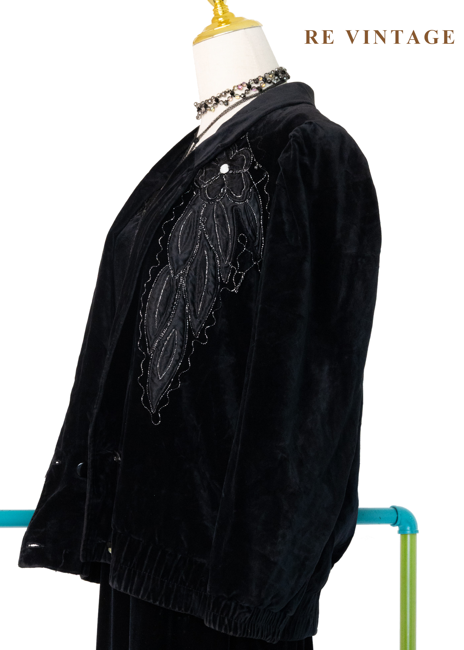 花羽輪廓黑絨深處外套12