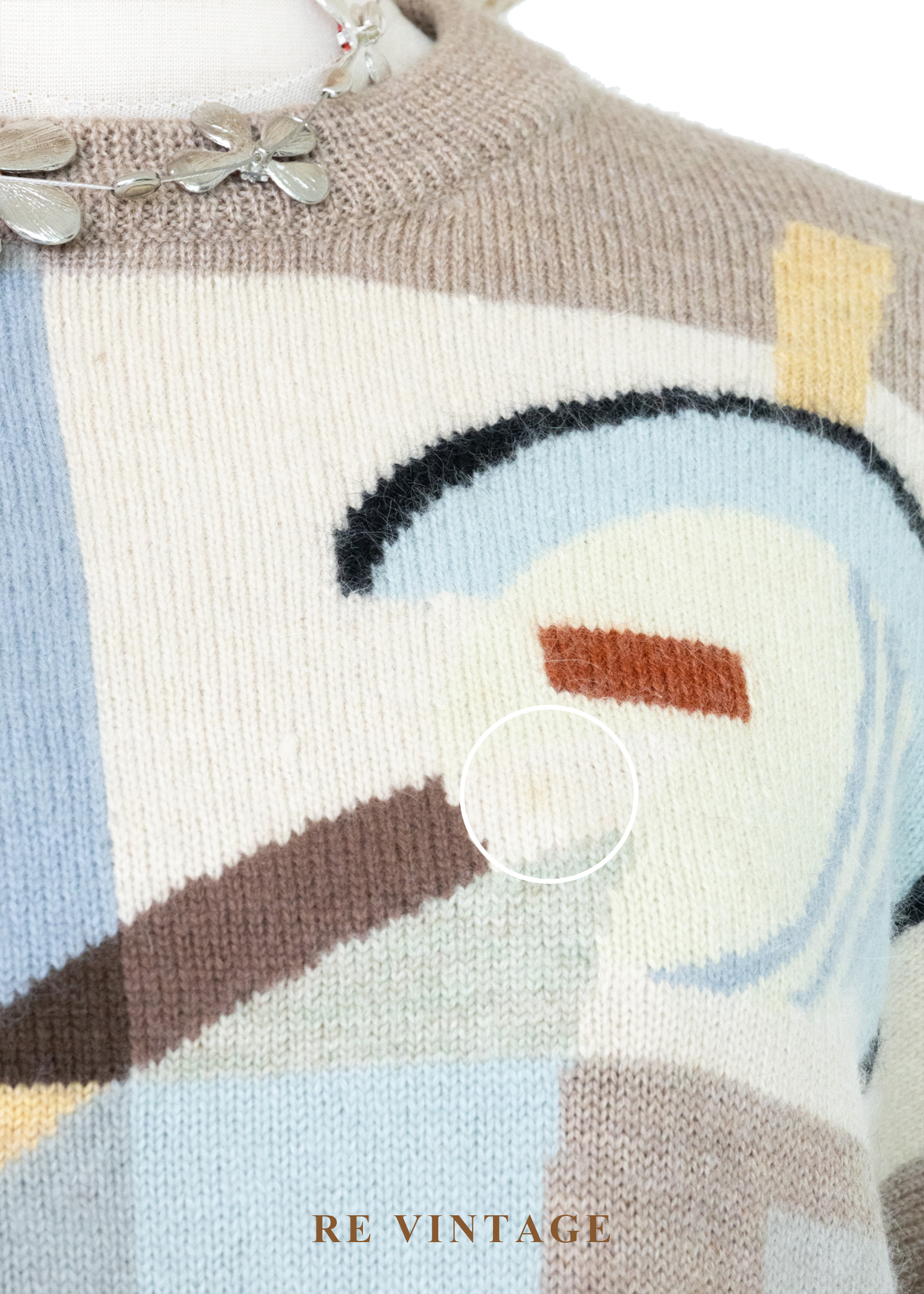 莫蘭迪抽象拼接圖騰針織毛衣14