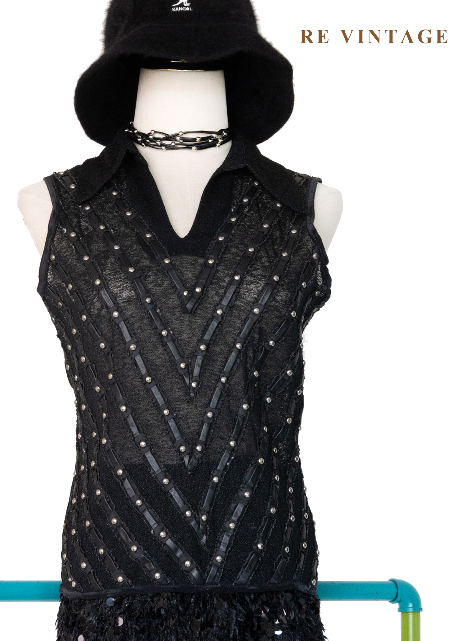 銀光微光脈絡黑系背心