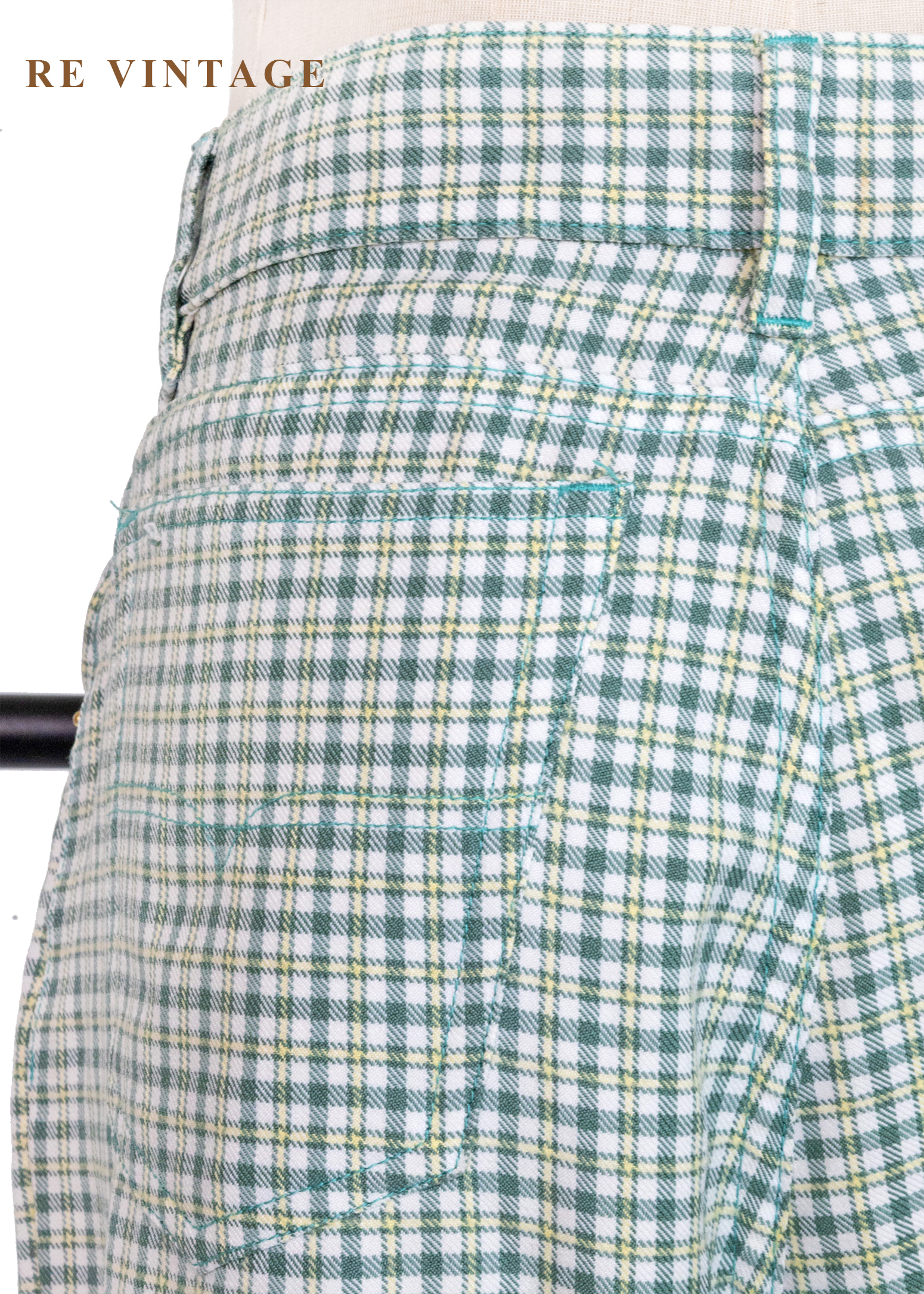 必備單品 - 藍綠色格紋長褲(28")11