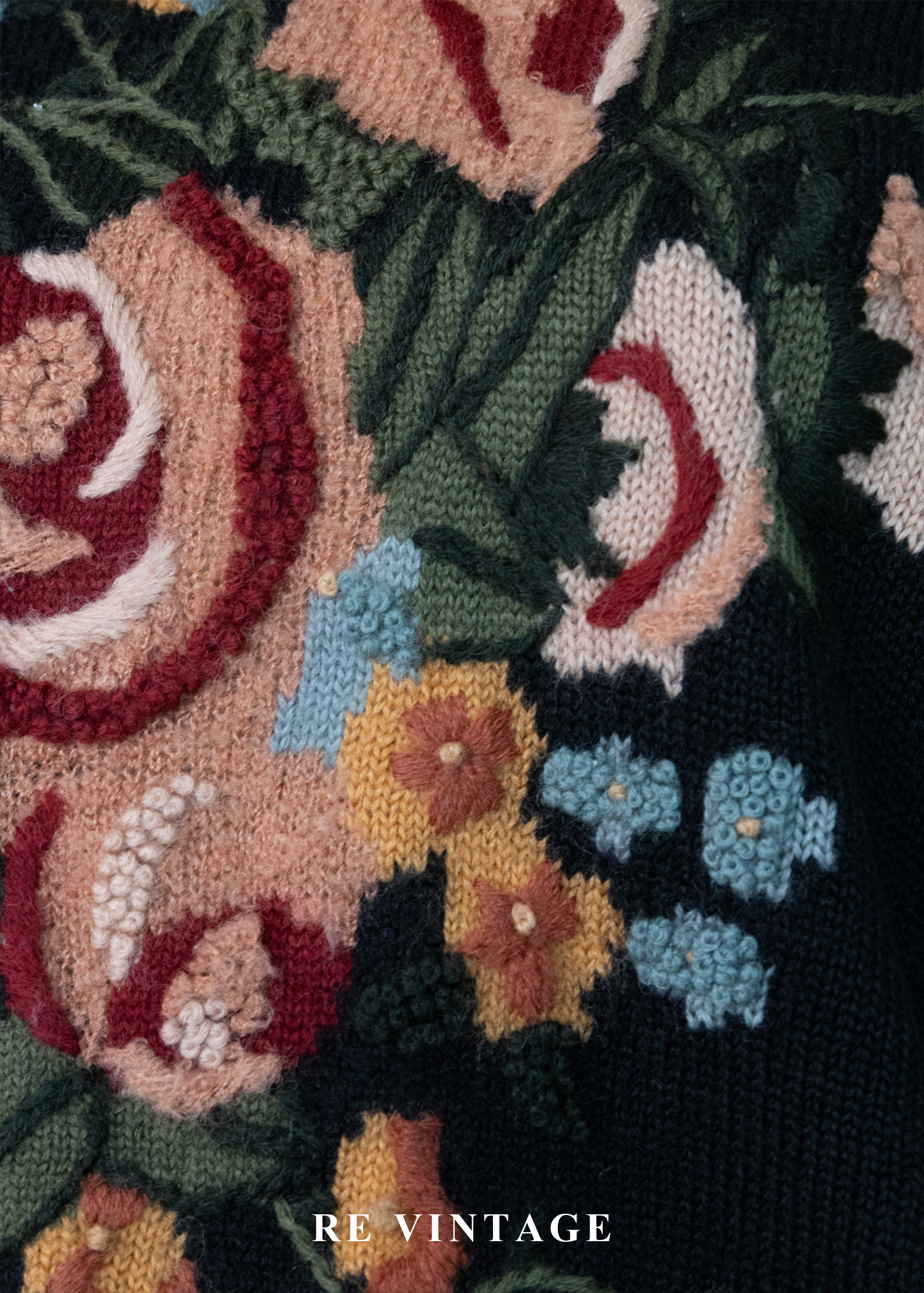 法式溫柔花束黑色針織毛衣4