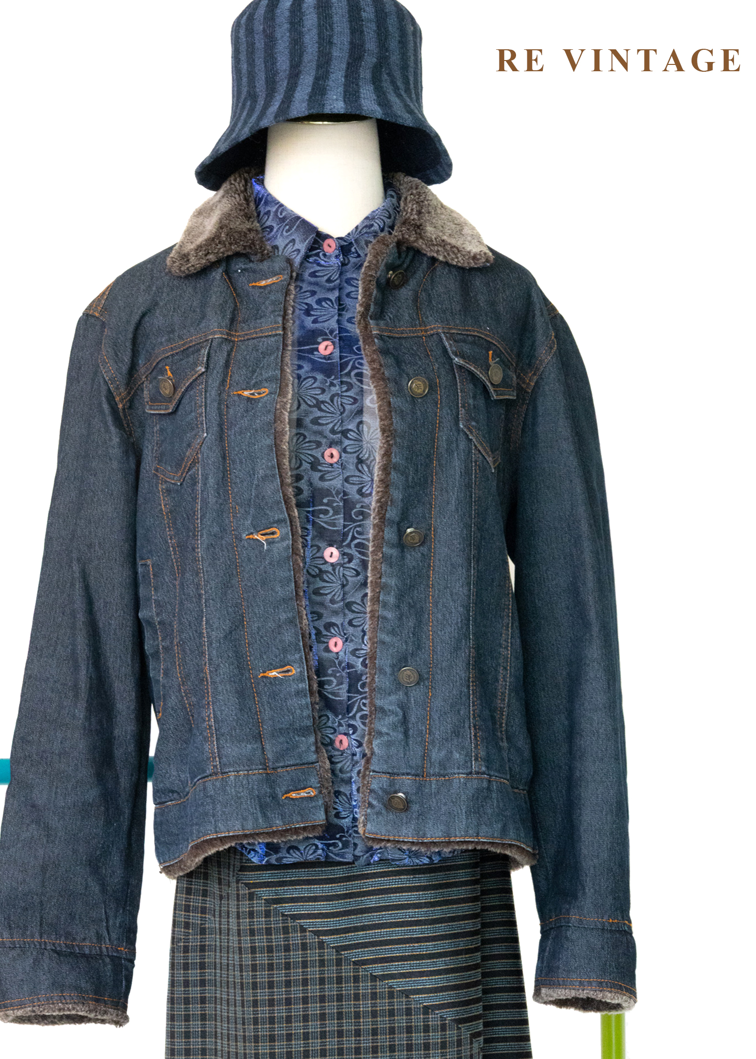 靈魂藍調深棕毛領牛仔外套1