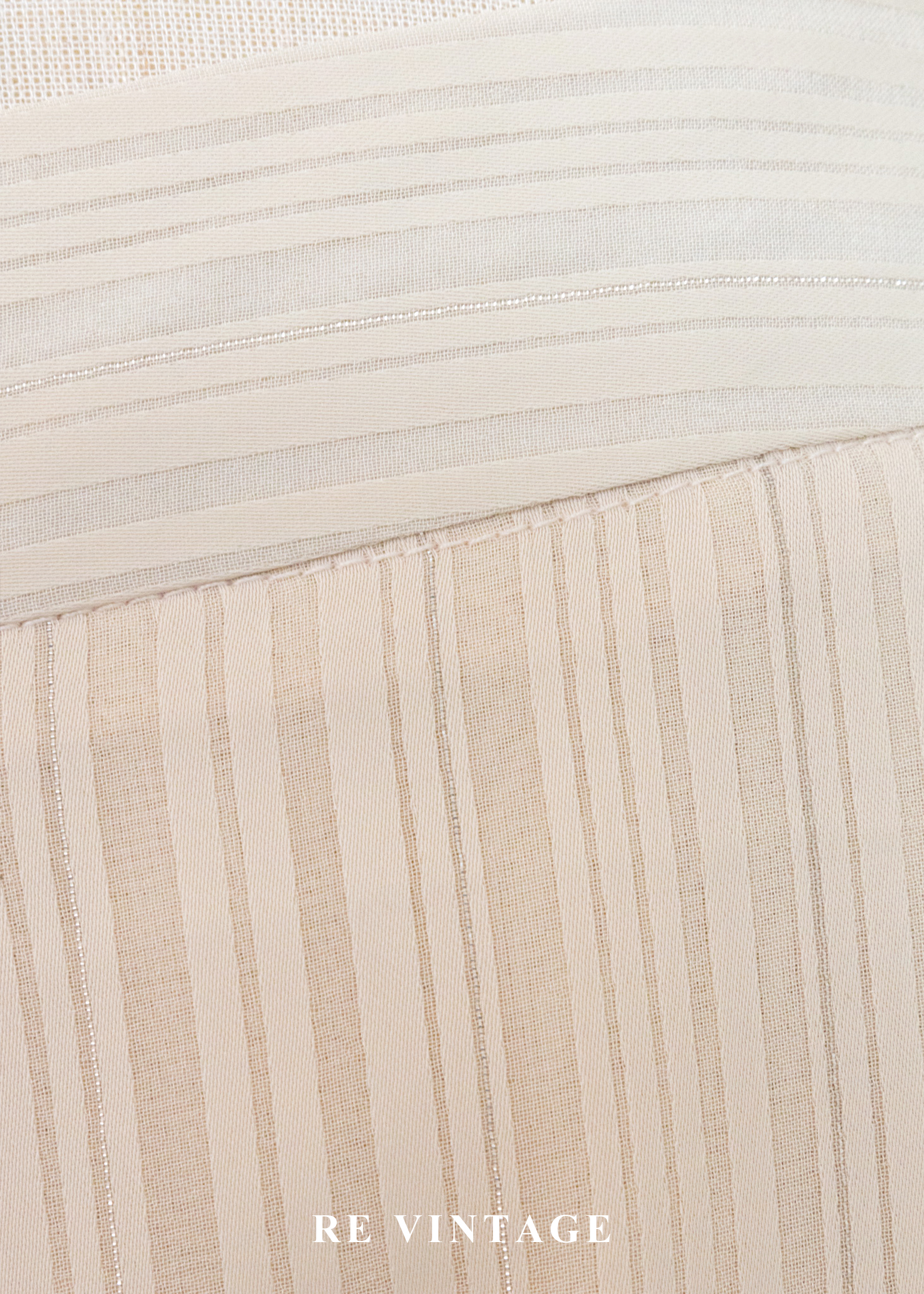 奶油白線條中國釦高腰直筒褲(27")12