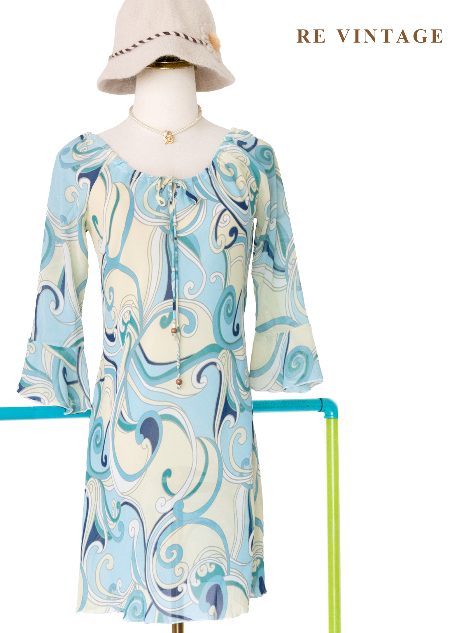 海潮迷幻普普風漩渦雪紡洋裝1