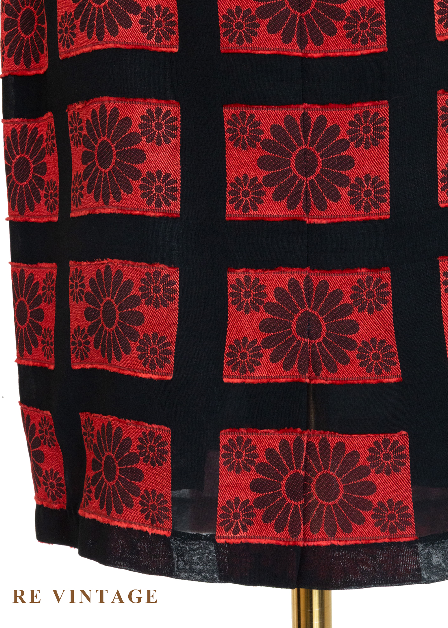 紅黑花朵定格照片高腰短裙(29")9