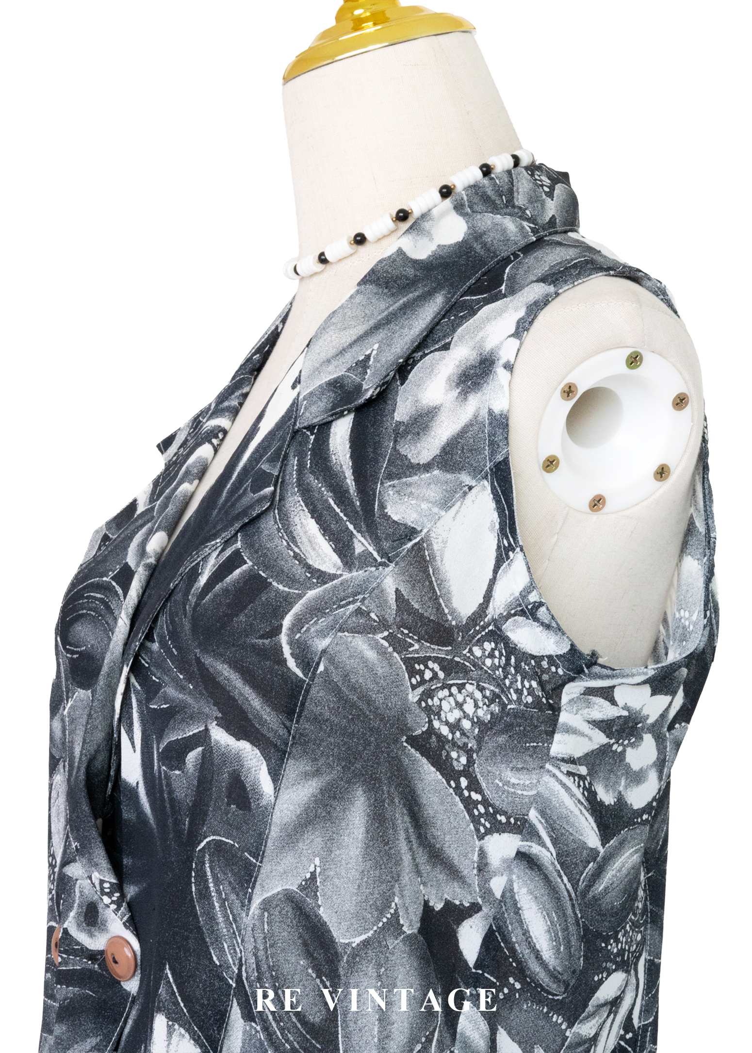 復古底片裡的花朵雙排釦背心8