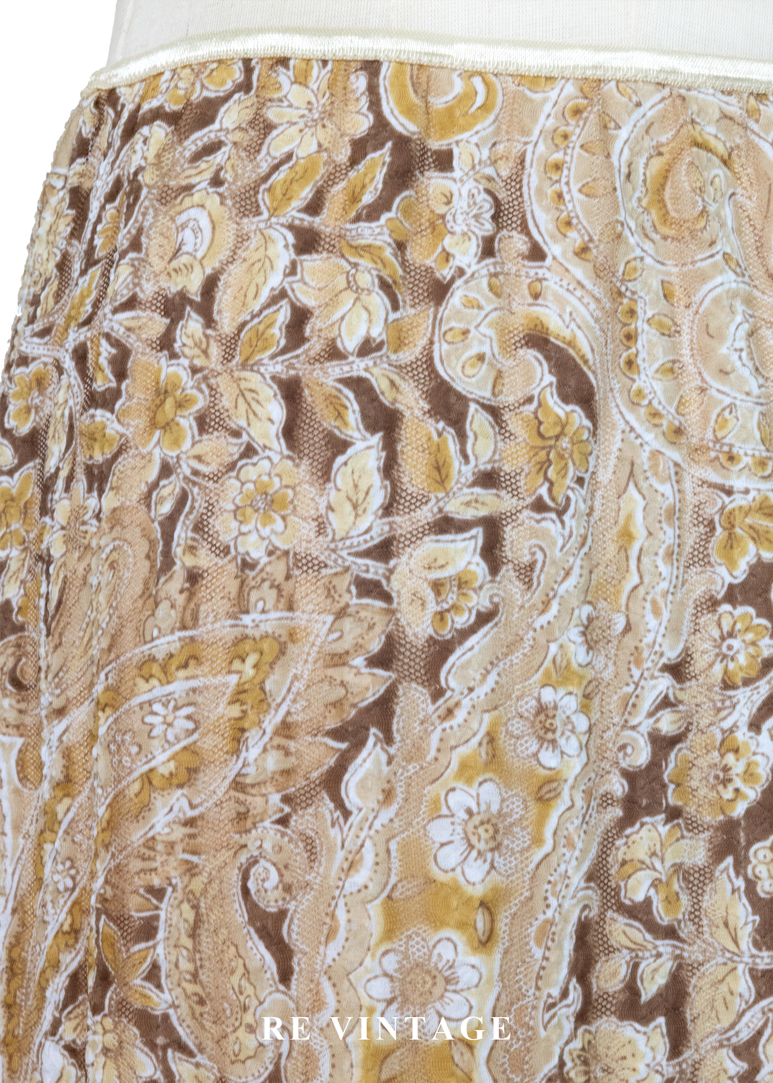 光。繁花線條奶茶色及膝裙(22-28")6