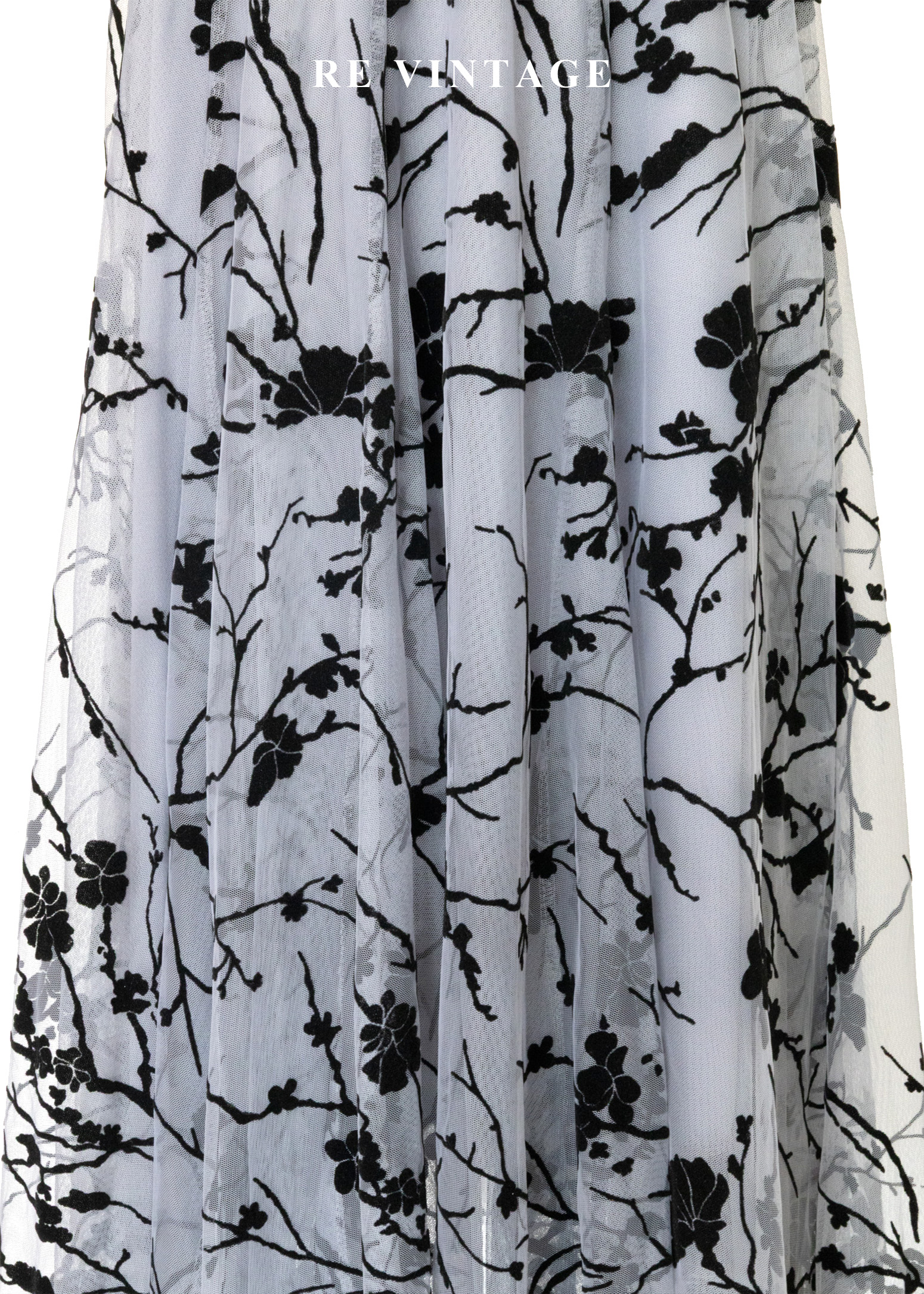 黑灰枝葉紋理紗質蓬裙(25-35")4