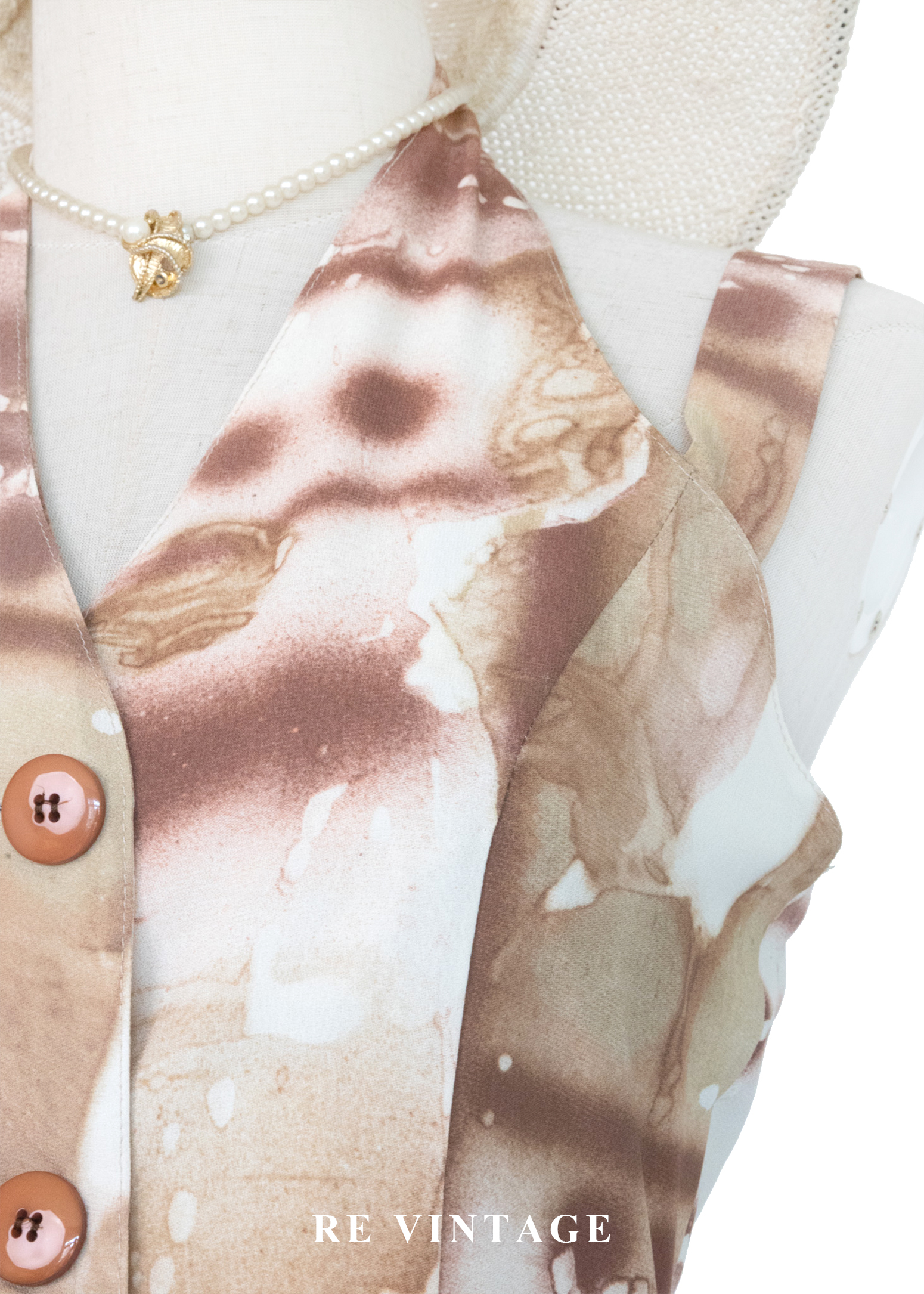 奶油咖啡暈染繞頸長洋裝6