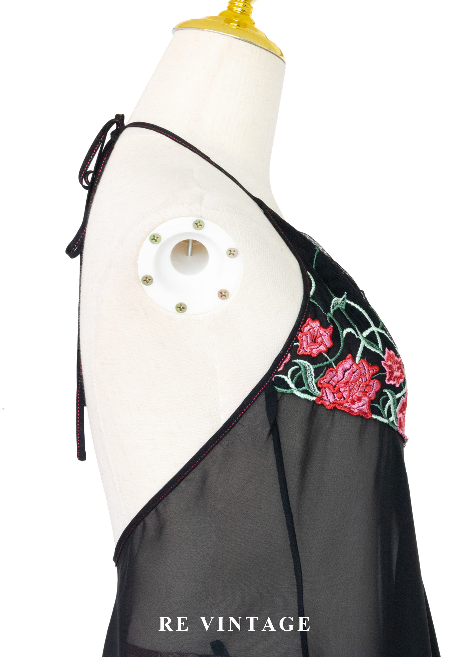 紅花黑紗東方韻味繞頸背心9