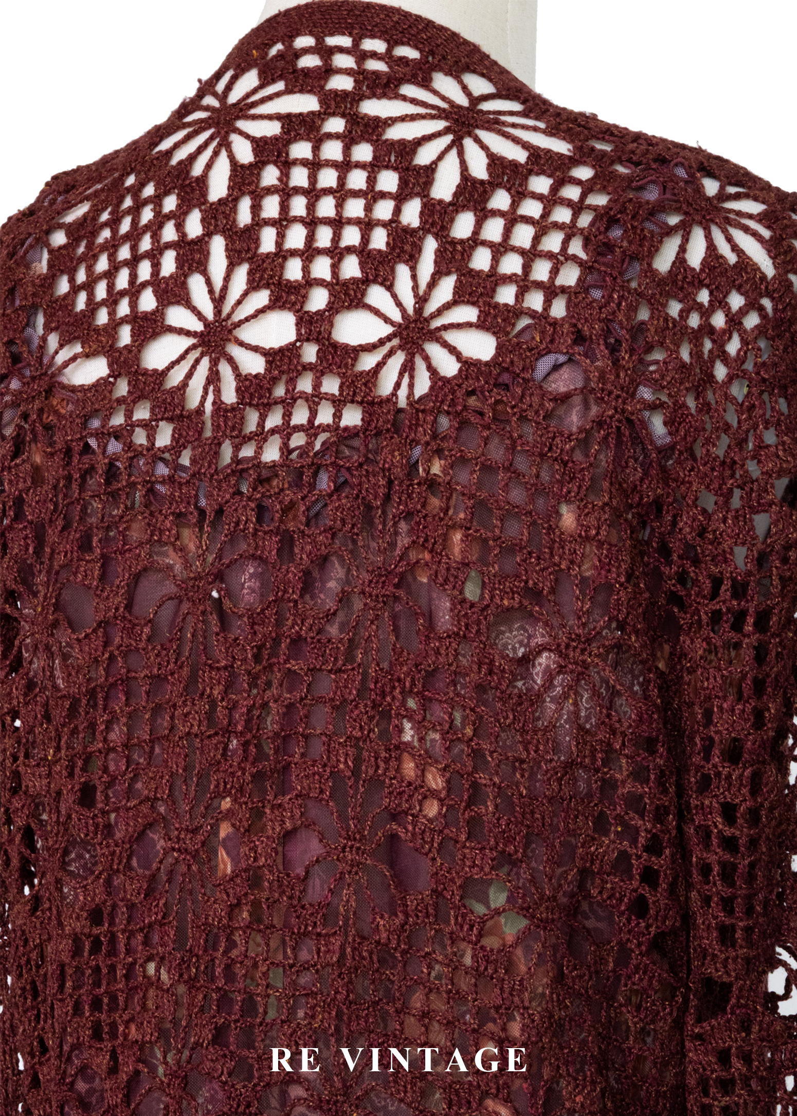 酒紅鉤花暖光透膚罩衫外套12